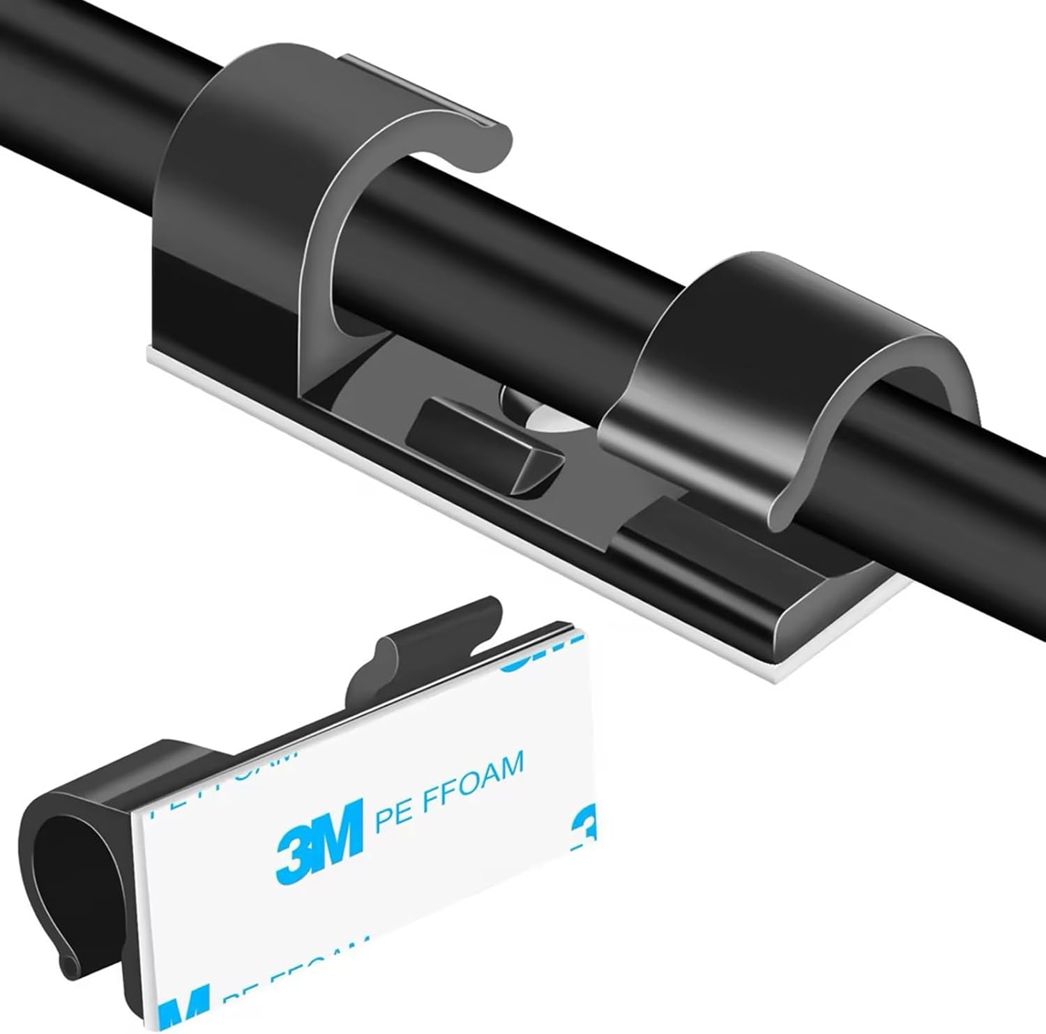 Clearhill 100 Cable Clamps, Wall Wire Brackets, Adhesive Cable Clamps Keep Cables Neat under Desks, Cars, and Computers (White)