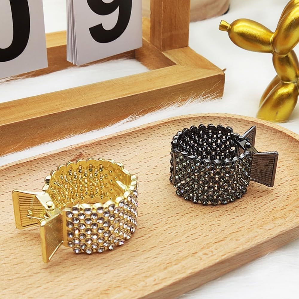 Esshogo Pack of 3 Women'S Hair Clips Metal Rhinestone Hair Clips Holder High Ponytail Non-Slip Fashionable for Thick Thin Hair image number 1