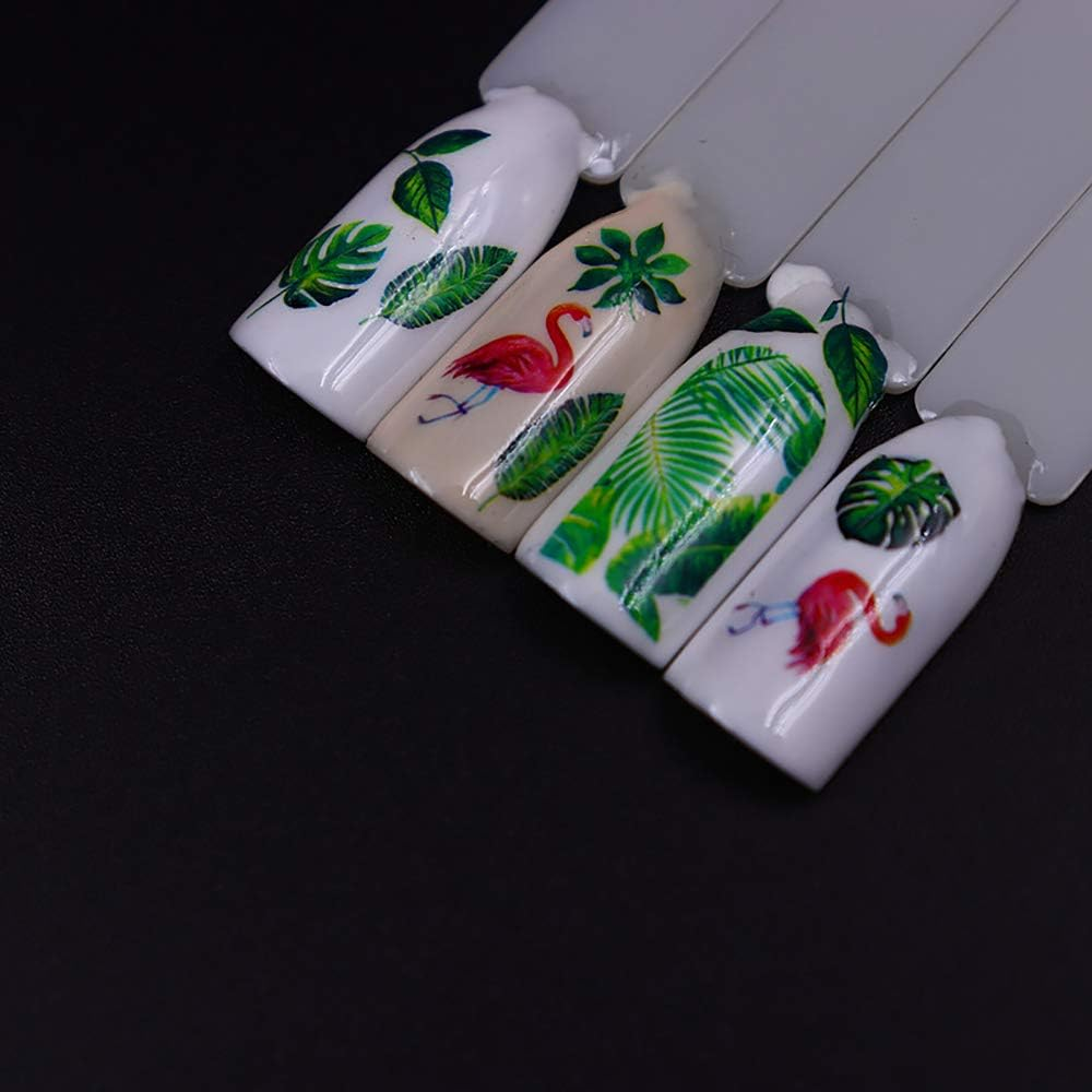 12 Sheets Tropical Plant Leaf Firebird Nail Art Sticker Watermark Nail Stickers Suitable for Women and Girls image number 3