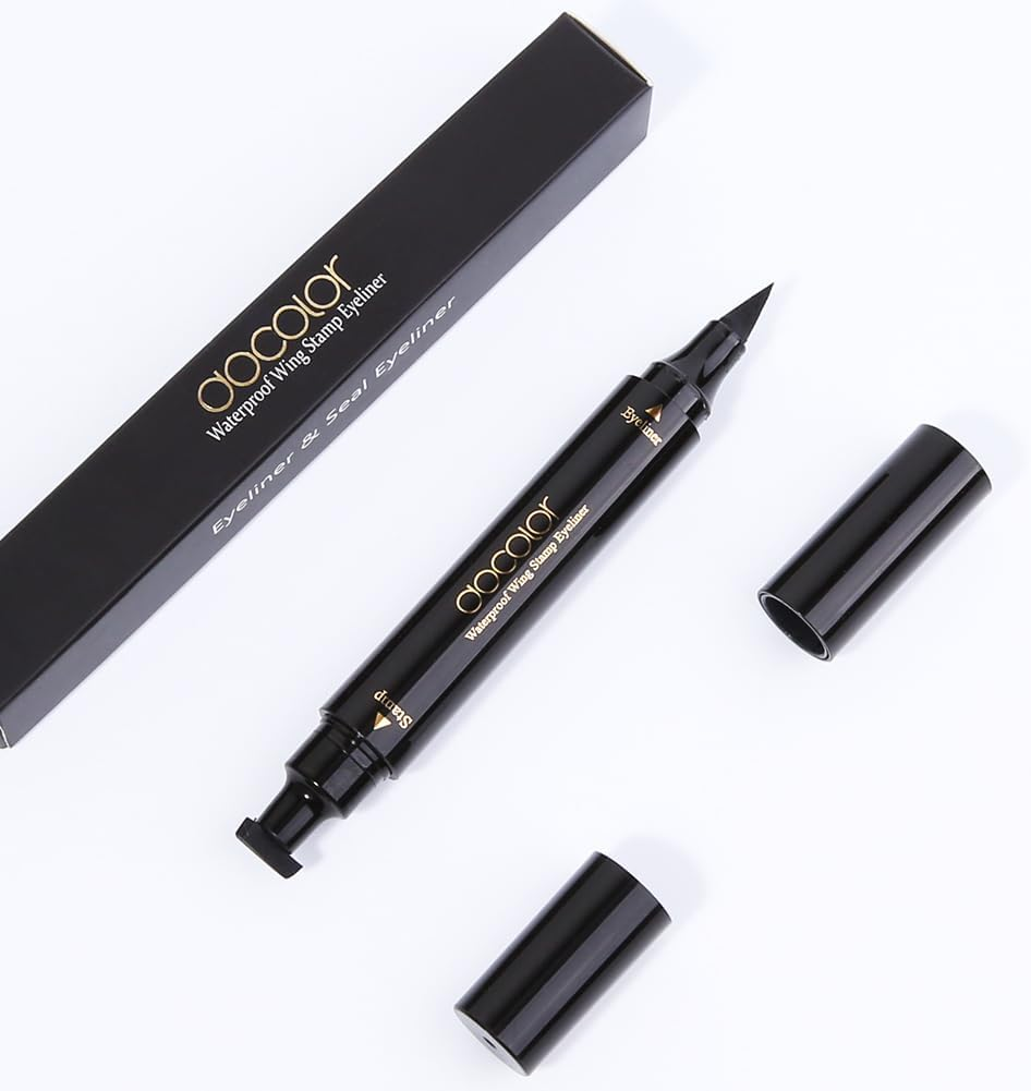 Docolor Eyeliner Stamp Double-Sided Liquid Winged Eye Liner Pen Waterproof Smudgeproof Long Lasting Wing Original Eyeliner Pen(1Pc,Black) image number 2