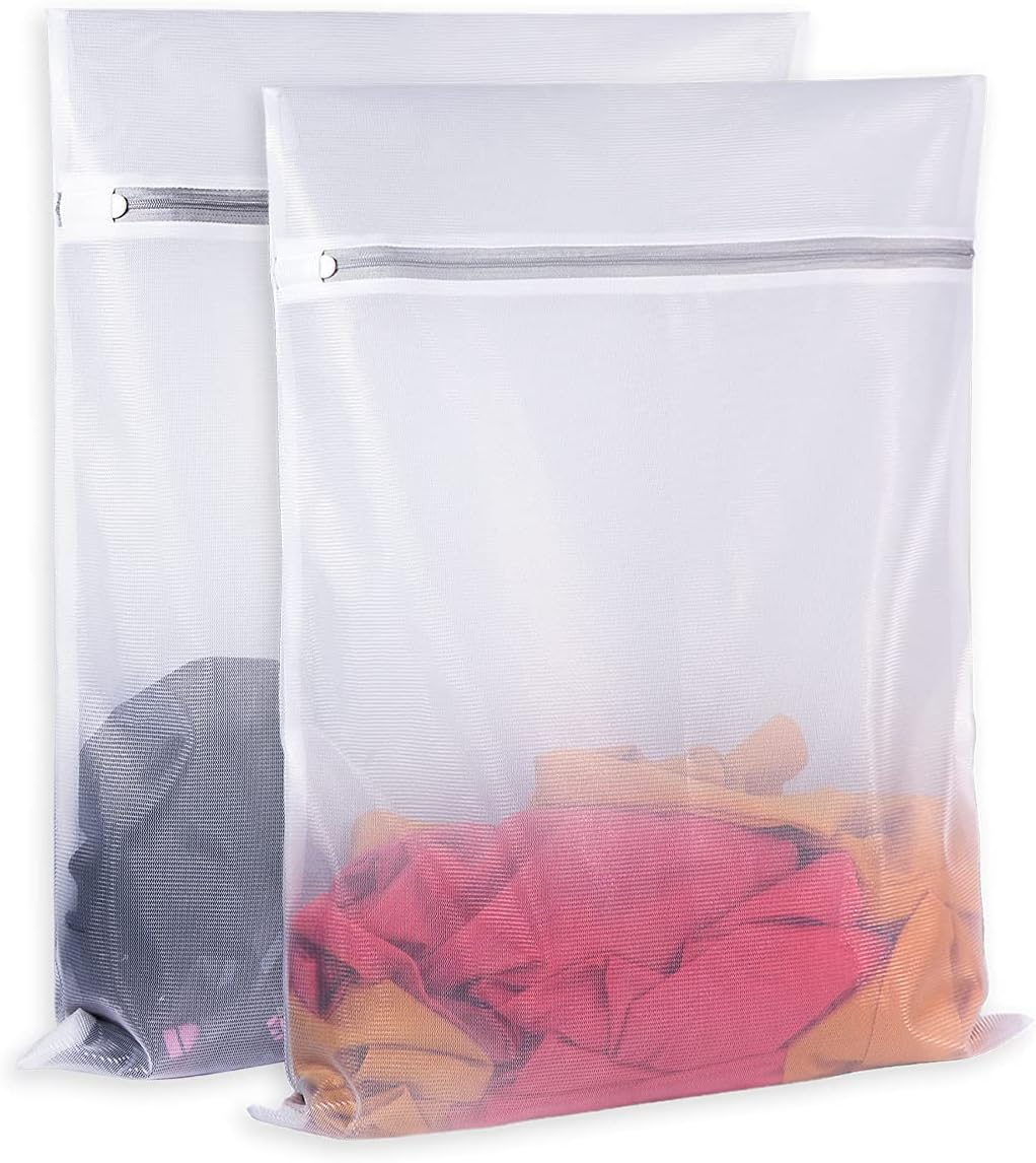 SUERIV Mesh Laundry Bags,Laundry Bags Mesh Wash Bag for Washing Machine-Supper Zipper Net Laundry Bag,Lingerie,Sweater,Garment,Undergarment Large Size(16 X20 Inch),Pack of 4