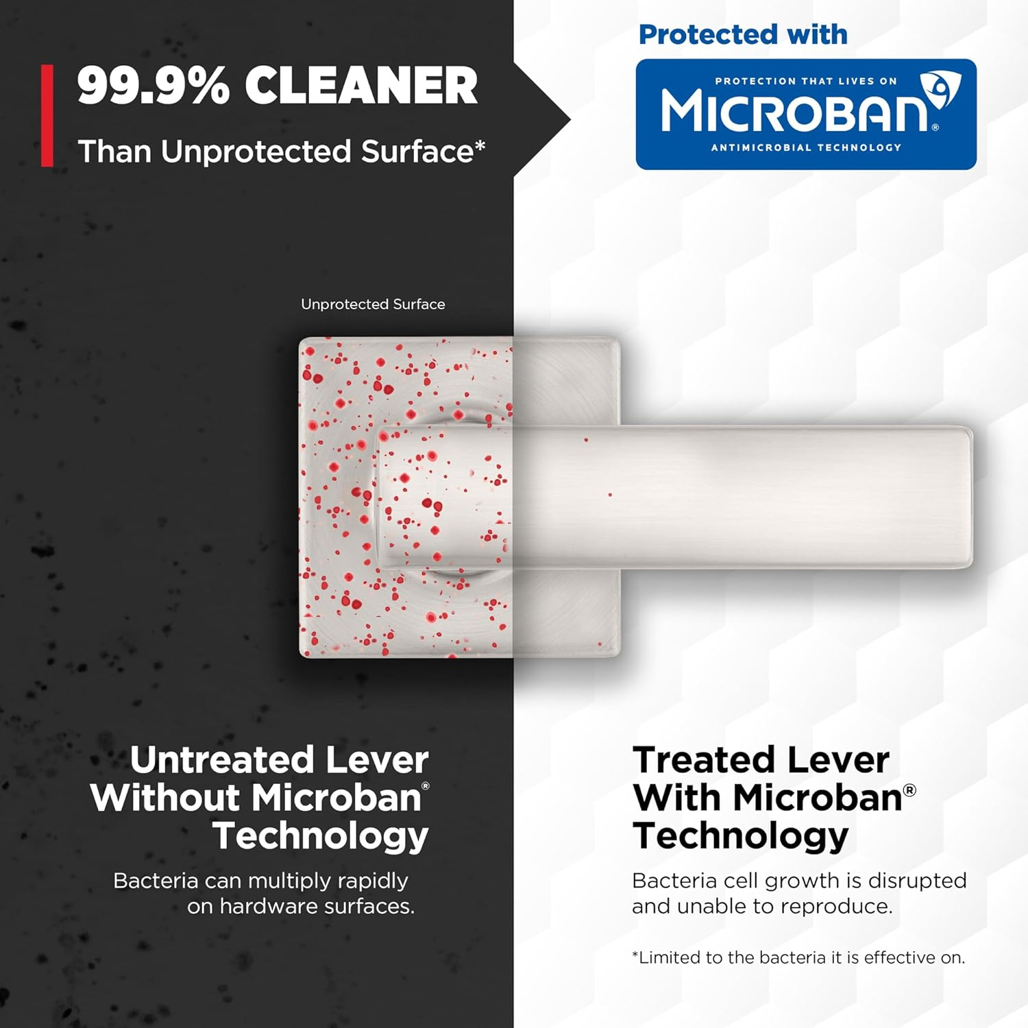 Kwikset Breton Interior Passage Door Handle, Lever for Closet and Hallway Doors, Reversible Non-Locking Handle Lever, Satin Nickel, with Microban Protection image number 3