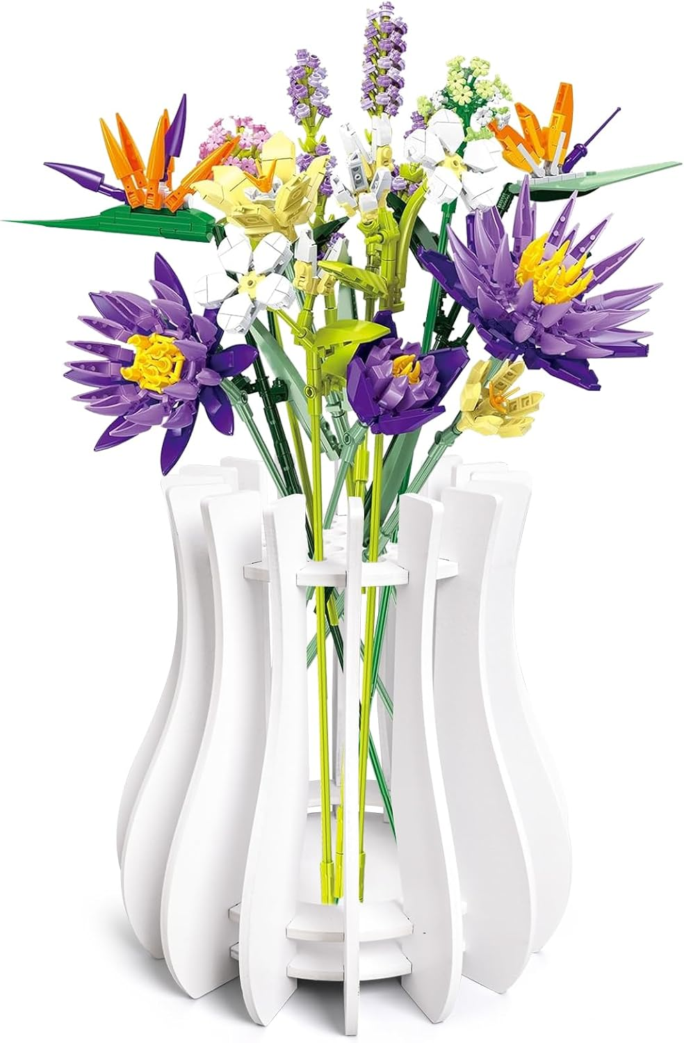 Wooden Vase Kit for  Roses Cherry Blossom Sunflower Tulips Daffodils Lotus Cute Flower Vase for  Bouquet Arrangement Home Decoration for Women Adults(Black)