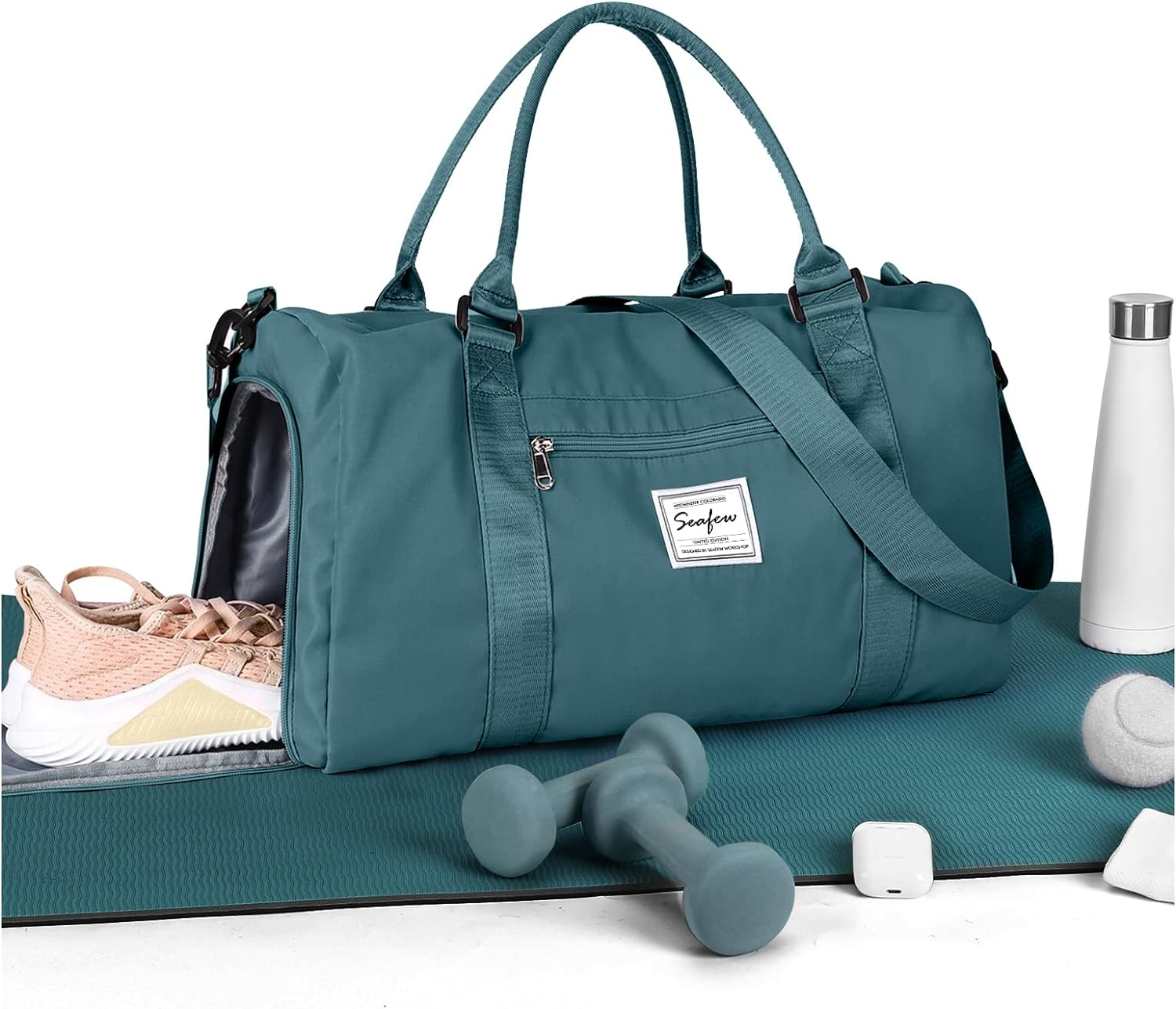 Pakembl Gym Bag Womens Mens with Shoes Compartment and Wet Pocket,Travel Duffel Bag for Women for Plane,Sport Gym Tote Bags Swimming Yoga,Waterproof Weekend Overnight Bag Carry on Bag Holdalls A7