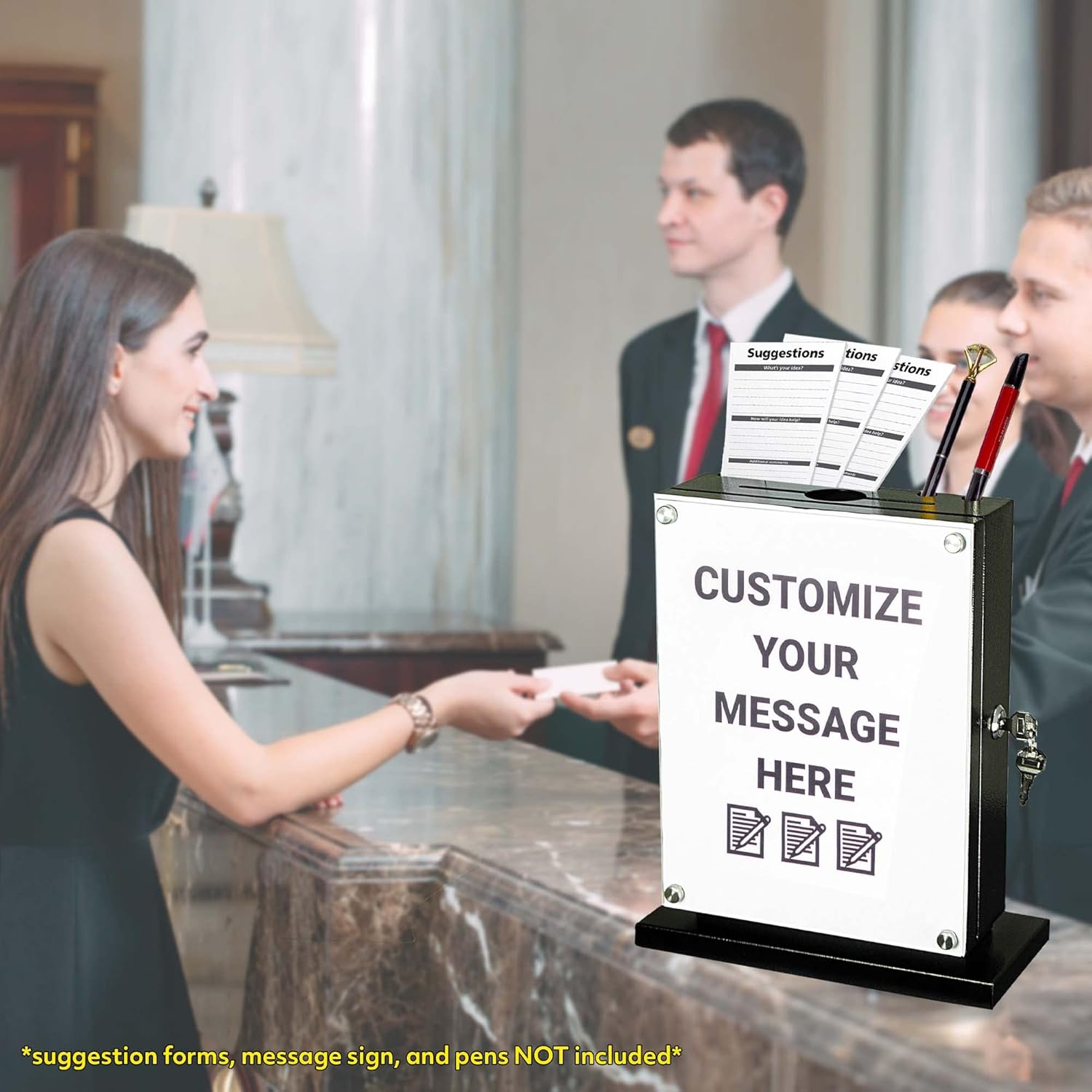 POCHAR Black Alloy Steel Lockable Suggestion Box with Wall Mount Option - Use as Offering, Tithe, Prayer Request, Tip, Donation or Ballot Box (10'' X 4.75'' X 12.5'') image number 5