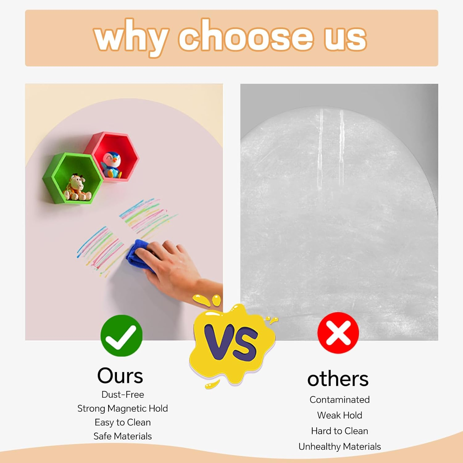 Magnetic Chalkboard Wall Decal 40"X32" - Includes Wipe Cloth, Chalk Holder, 6 Dust-Free Chalks, Peel and Stick Blackboard for Kids Playroom, School, Home Decor (Pink) image number 3