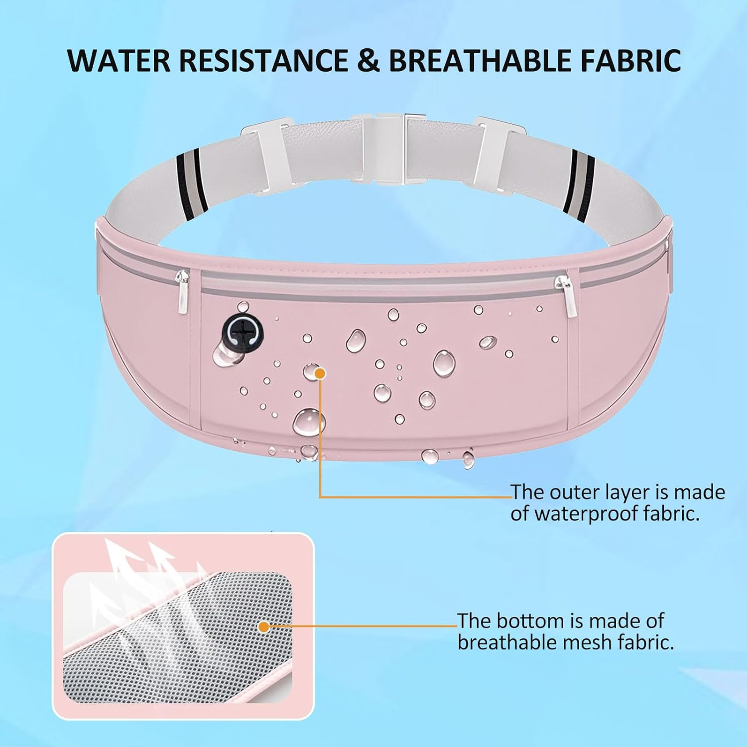 Running Belt Waist Pack for Women - Waterproof Reflective Fanny Pack with Adjustable Bounce-Free Design, Fits Large Phones,Card, Key Storage - Gym, Hiking, Cycling Essentials (Pink) image number 1