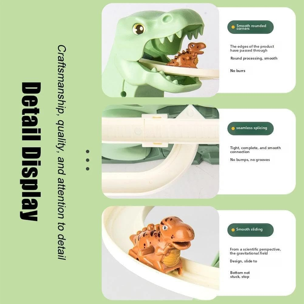 Dinosaur Roller Coaster Toy Electric Puzzle Walk Dino Chase Ramp Connect Racetrack Build Own Slide Indoor Climb Stair Musical Playset Fun Electronic Kid Toddler Child Boy Adventure Interactive Game image number 2