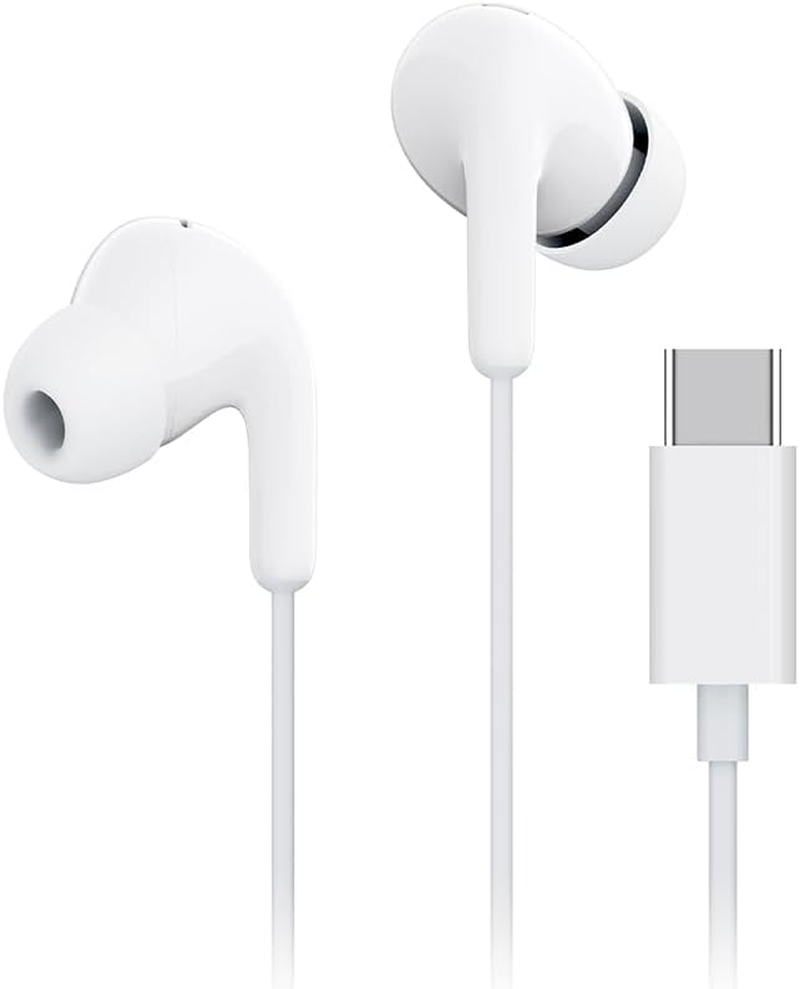 Xiaomi Earphones, Wired Earphones, Type-C HD Calls, IP54 Dustproof, Waterproof, Compatible with Iphone16, Google Pixel, Galaxy, Xiaomi, Oppo, Huawei, Ipad, Etc. White
