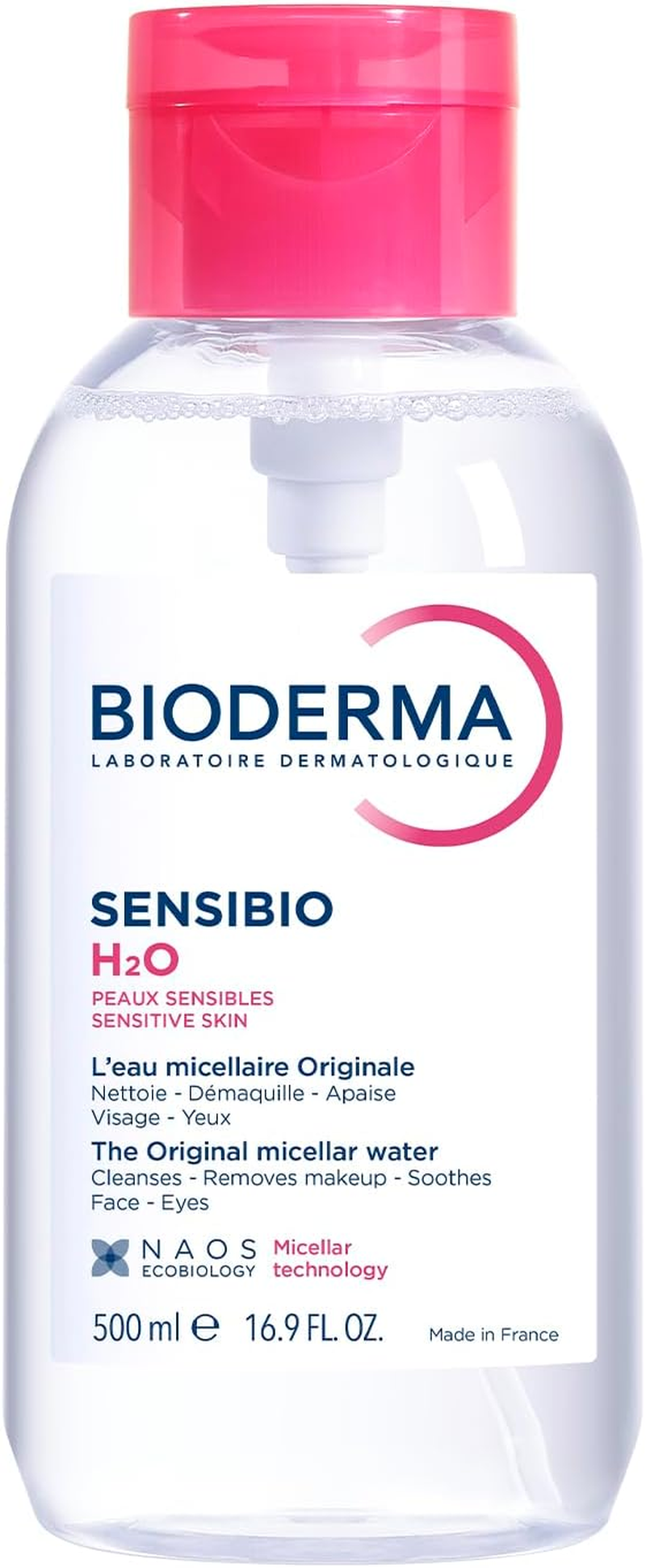 Bioderma - Sensibio - H2O Micellar Water Pump Bottle - Soothing Makeup Remover Cleanser Solution for Sensitive Skin, 500Ml image number 6
