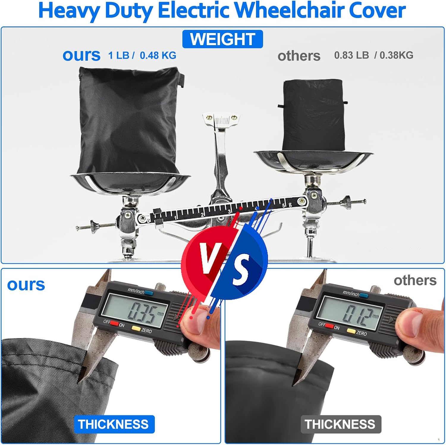 Electric Wheelchairs Cover Waterproof,420D Heavy Duty Wheelchair Cover with Air Vent,Waterproof Strip,Reflective Handle,Outdoor Protective Cover for Travel & Shower Power Wheelchair,Mobility Scooter image number 2