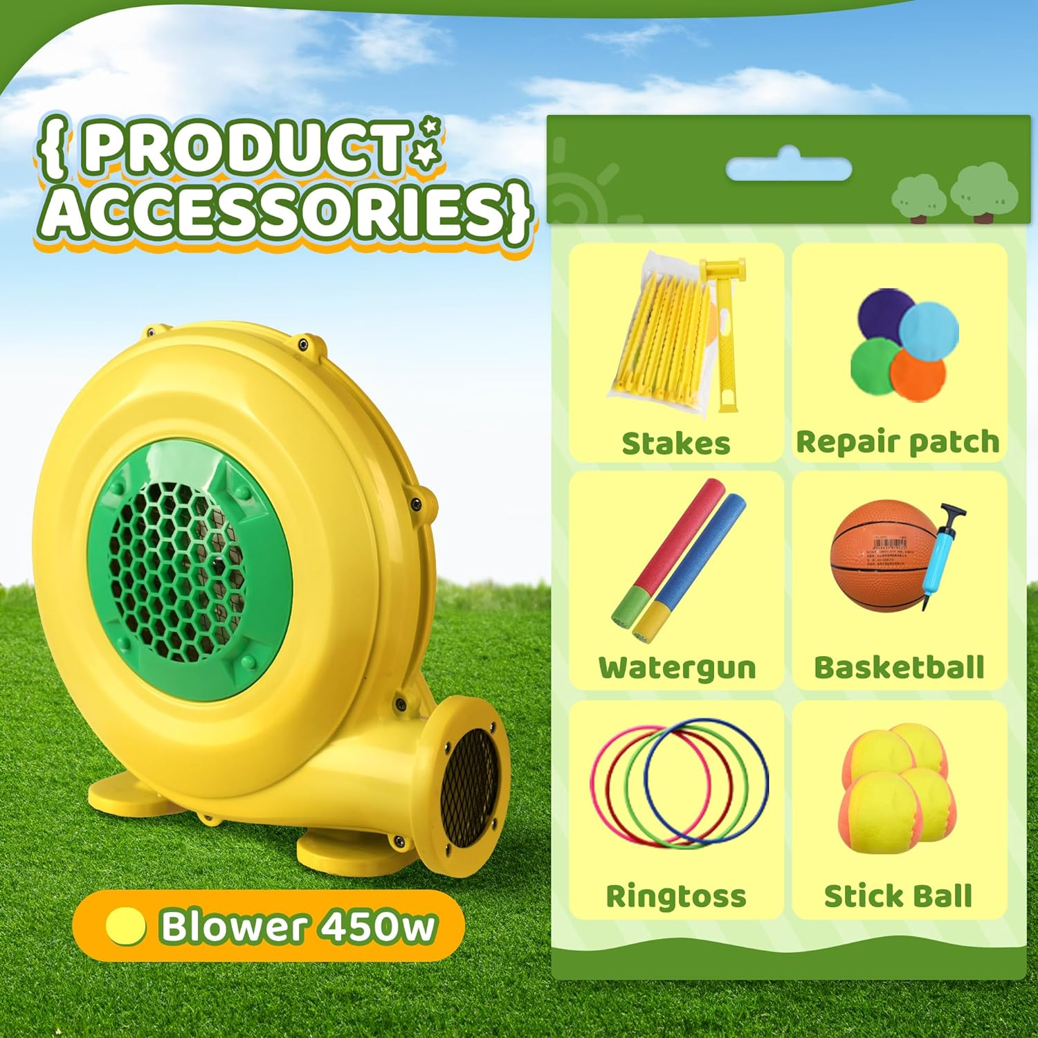 Inflatable Bounce House with Blower Playhouse Castle with Double Slides Ball Pit Pool for Kids 2-12 Wet and Dry image number 3