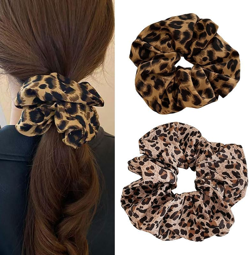 2 Piece Leopard Print Scrunchie Set