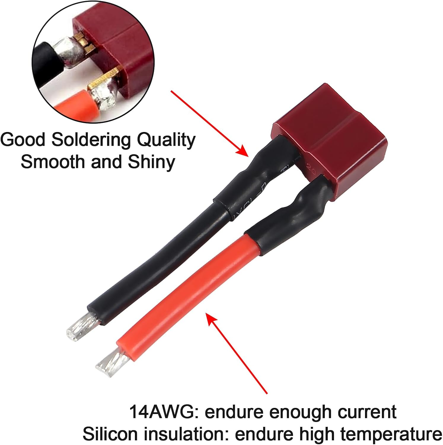 DIANN 5 Pairs T Plug Connector Female and Male with 14AWG Silicon Wire for RC Lipo Battery Cable Drone image number 3