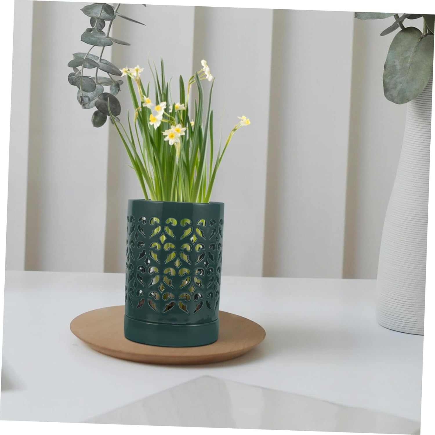 Ceramic Orchid Pot for Plants Outdoor Planter Box Decorative Flower Pot - White image number 3