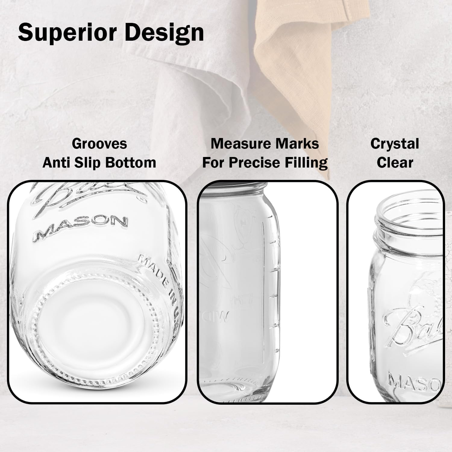 Half Gallon Mouth Mason Jars 32 Oz(6 Pcs),Wide Mason Jars Lids with Airtight Lids and Bands for Fermenting, Canning, Storage & Pickling image number 2