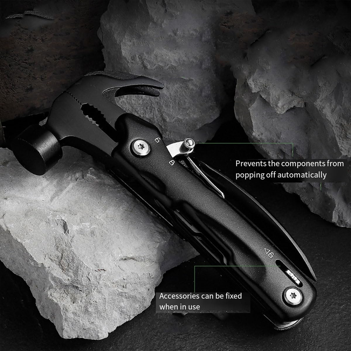 AIMALL Multi-Function Hammer Tool - Integrated Nail Hammer, Pliers, Screwdrivers, Saw, Wire Cutter for Outdoor Camping and Emergency image number 3