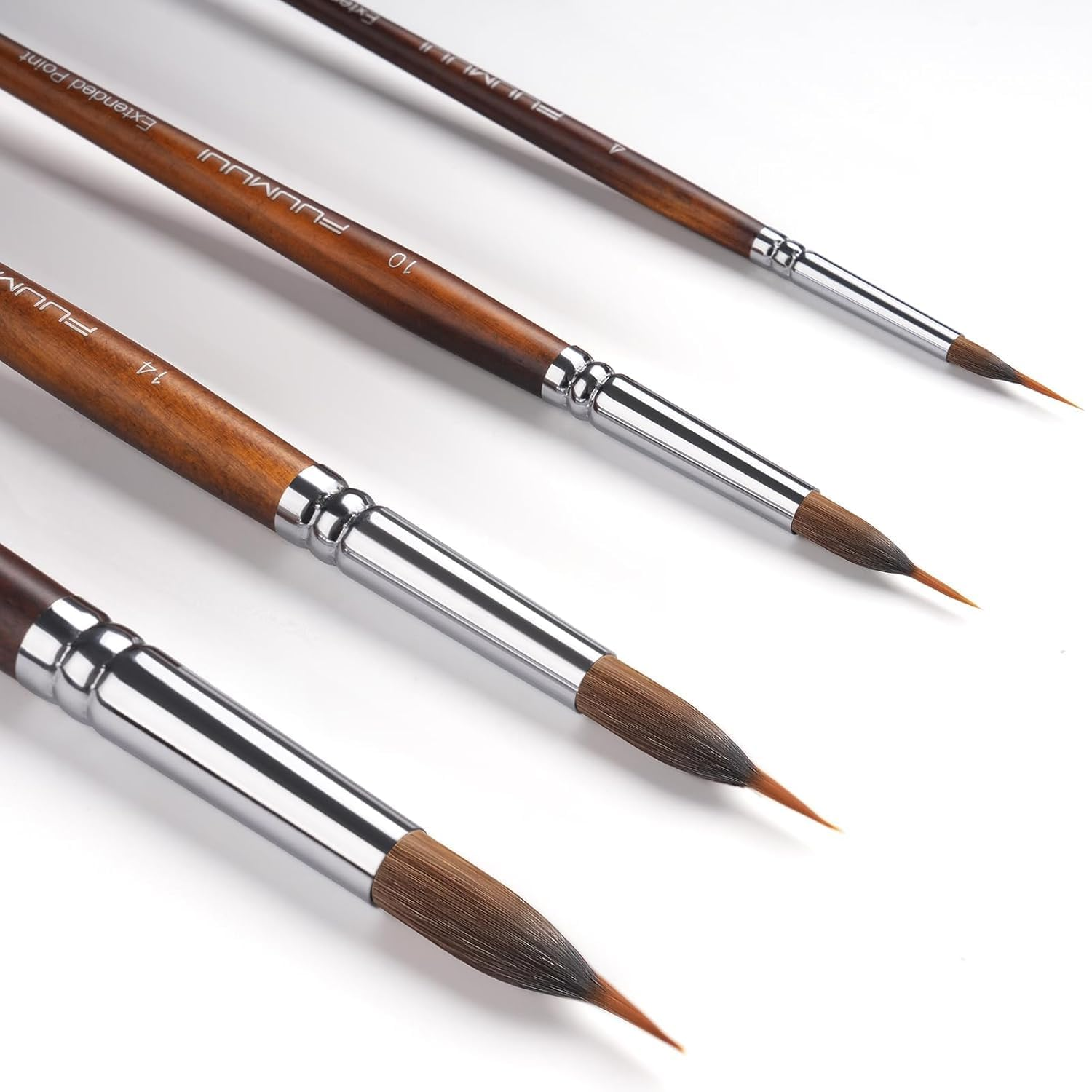 Watercolor Brushes Professional - 4 Pcs Extended Needle Point Brushes Synthetic Extra Long Pinhead Brushes with Kolinsky Sable Body for Fine Detailing - Watercolor Acrylic Gouache Inks Painting image number 1