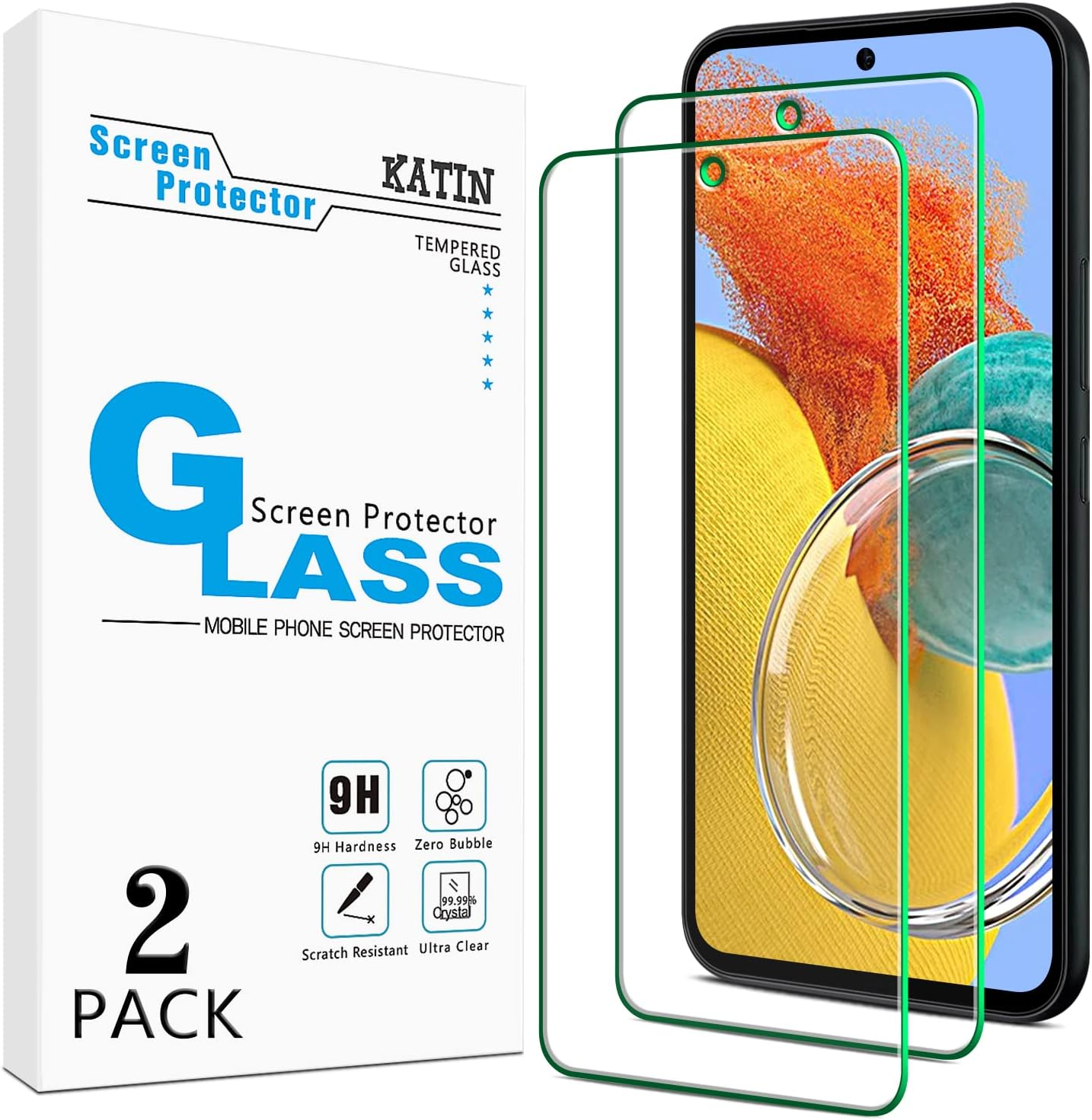 KATIN [2-Pack] Tempered Glass Designed for Samsung Galaxy A54 5G Screen Protector, anti Scratch, Bubble Free, Case Friendly image number 6
