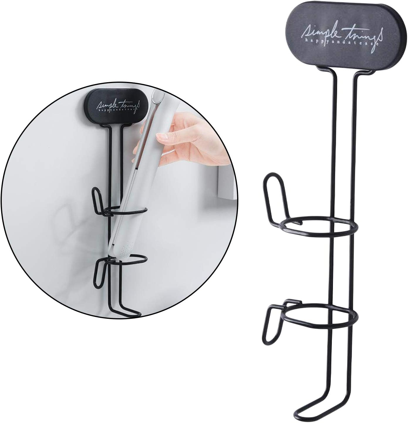 Harayaa Hair Curling Iron Holder Wall Mounted Self Adhesive, Hair Straighteners Rack Bathroom Curling Wands Flat Irons Organizer - Black