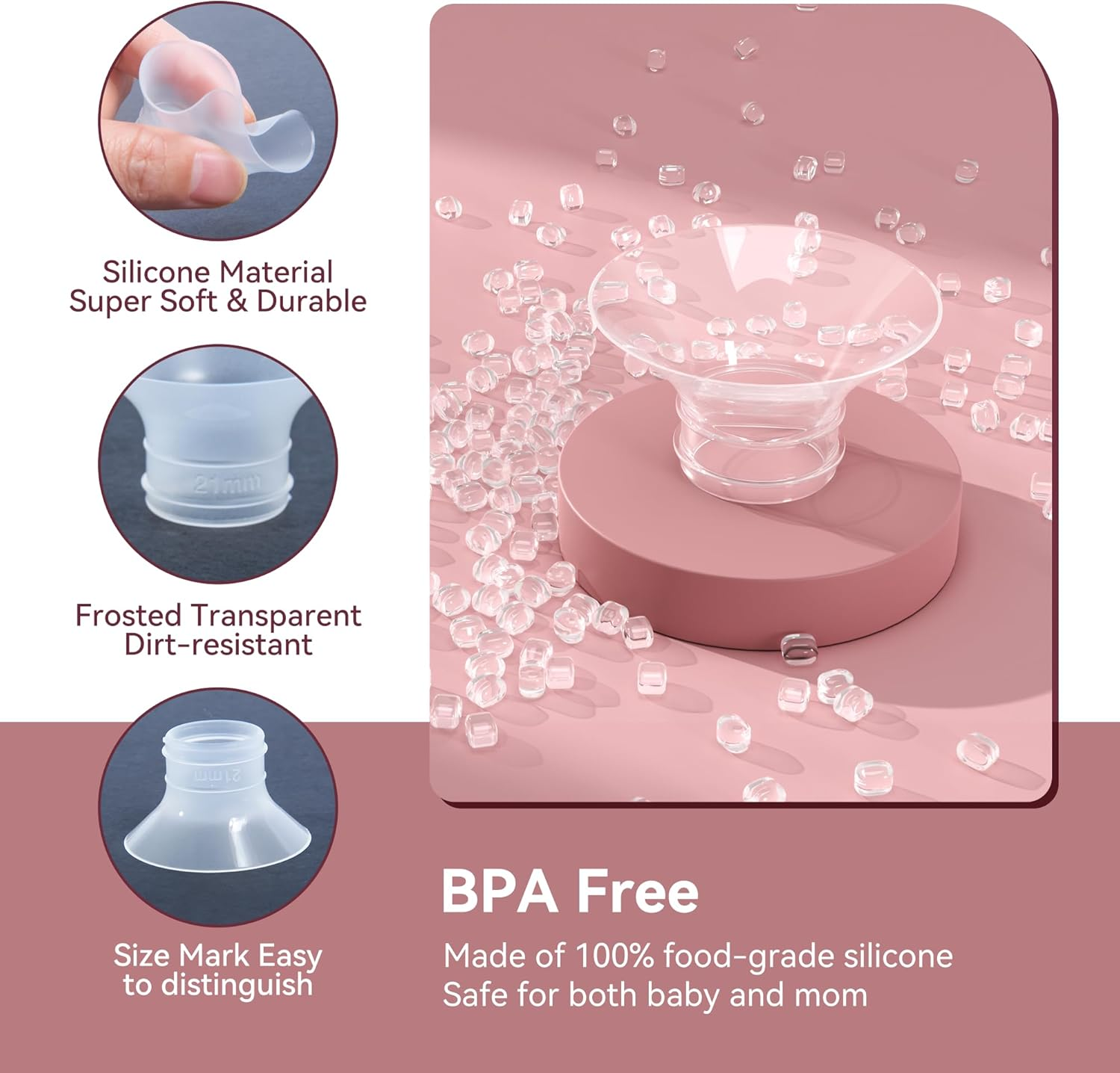 Flange Insert 19/21Mm for Momcozy M5 M6 M9 V1 Pro V2 Pro S12 Pro S9 Pro, Compatible with Elvie/Spectra/Willow Go/Paruu Breast Pump, Replacement Accessories, 4PCS