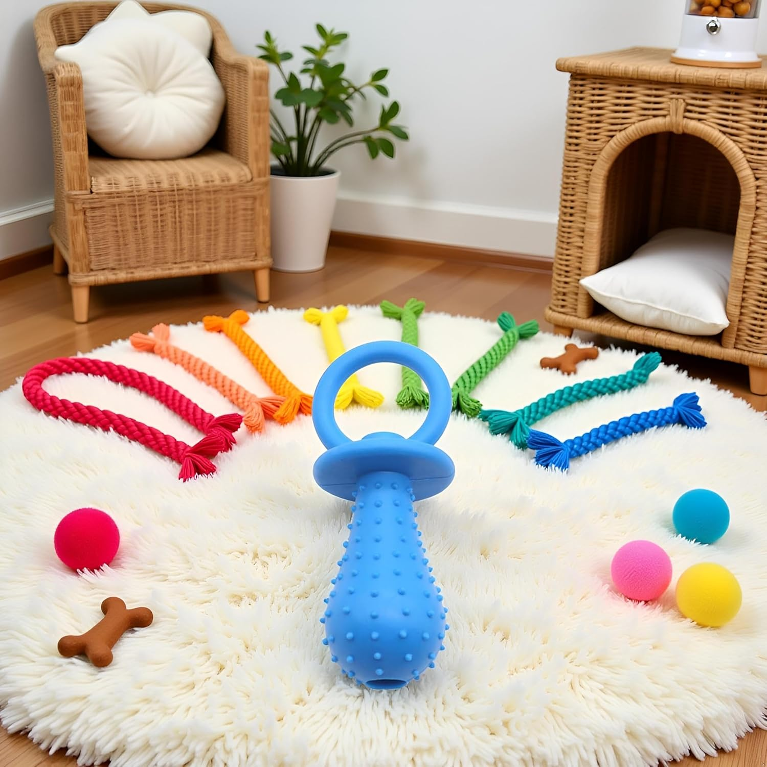 Blue Dog Pacifier,Chew Toys,Mini Bite Resistant Bell Shape Rubber Pacifier,Bell Chewing Playing Training Toys for Pet Puppy Dog Cat Pet Supplies,Pet Dog Puppy Molar Chew Training Toy,Chew Toys,Toys image number 5