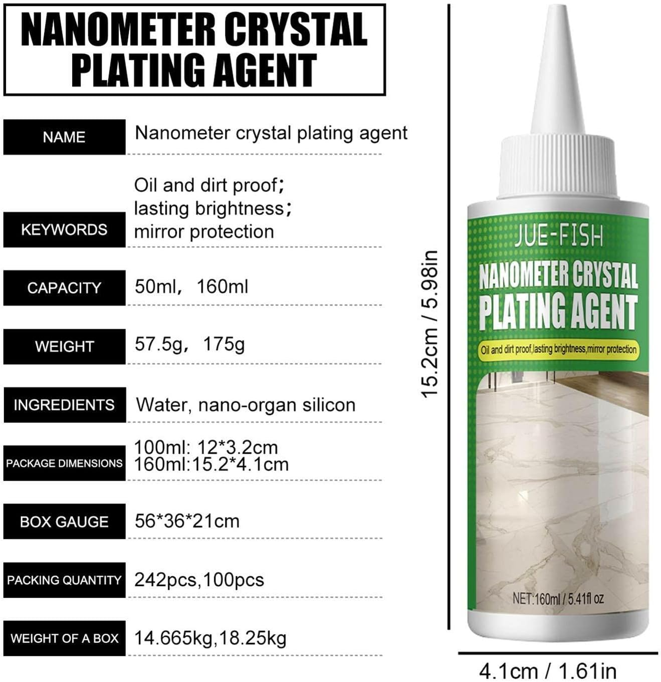 Stone Crystal Plating Agent | Marble Polishing Nano Crystal Liquid | Marble Nano Crystal-Plating Agent, Coating of Stone Nanocrystals | Tile Scratch Repair Brightening Restoration image number 3