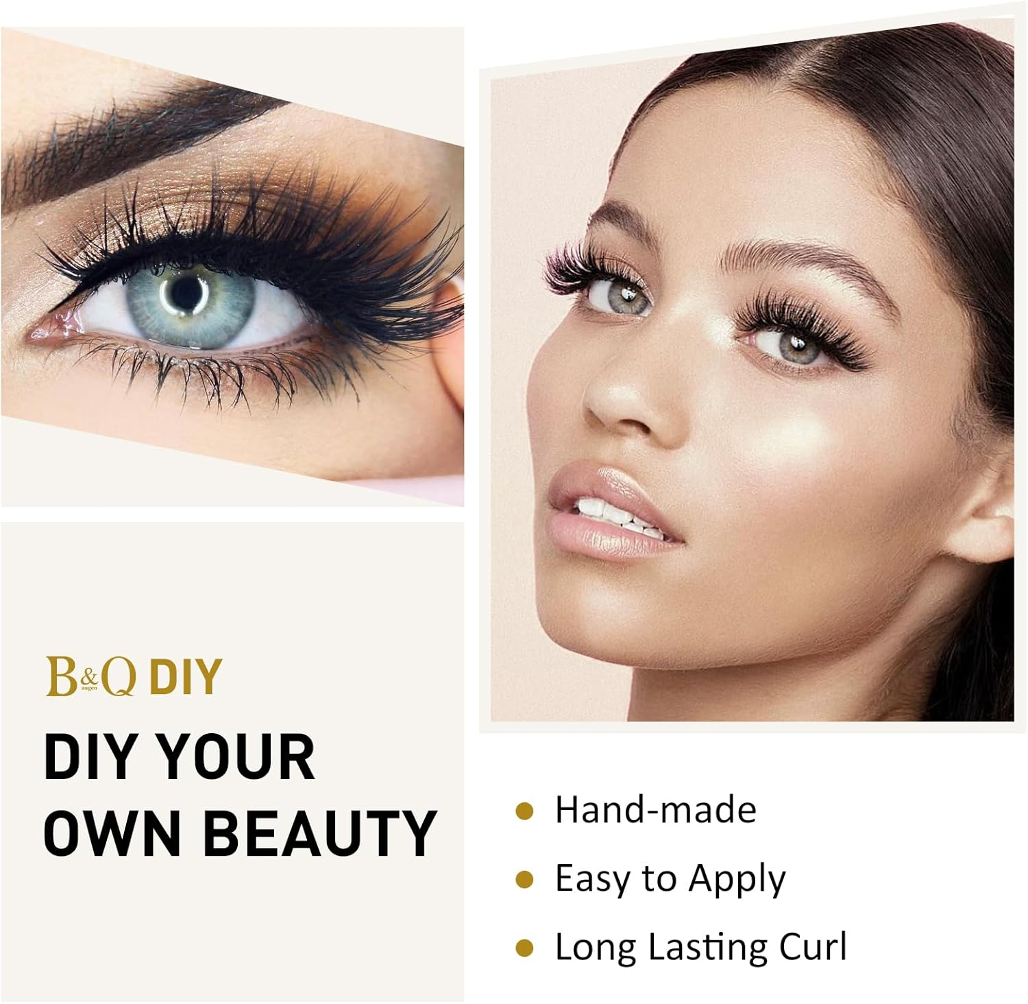 B&Qaugen Lash Clusters D Curl 10 Mm DIY Eyelash Extensions 72 Clusters Lashes C D Curl B&Q LASH Fluffy Individual Lashes Eyelash Clusters Extensions Individual Lashes Cluster DIY at Home (B17-D-10Mm)