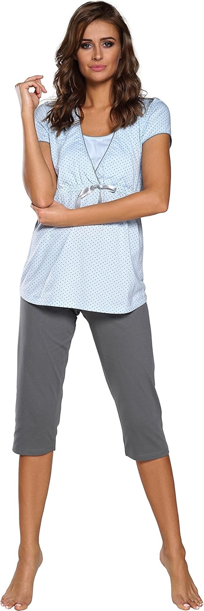 Stillpyjama Krankenhauspyjama Damen Schlafanzug Lang Pyjama Set | Nachtw&auml;sche Hausanzug Kurzarm Zweiteiliger Sleepwear