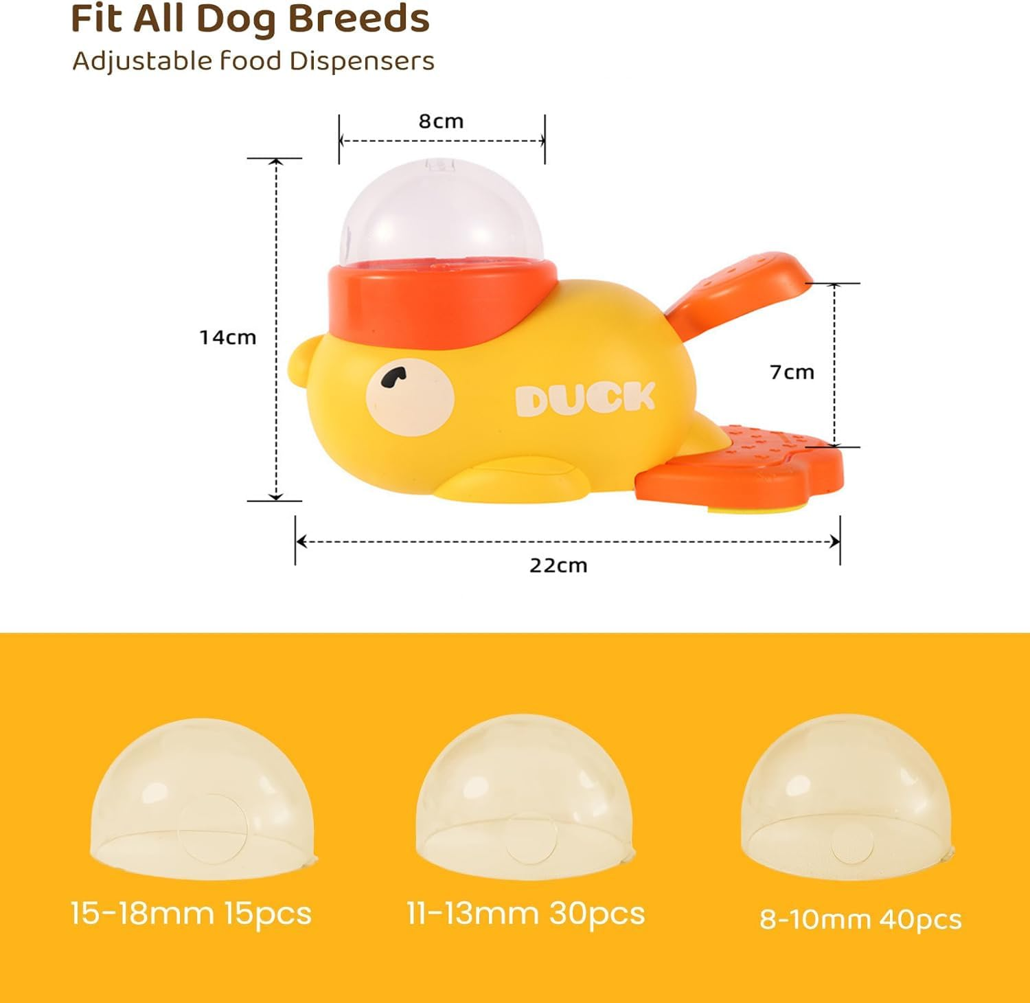 2-In-1 Dog Slow Feeder & Interactive Toy &ndash; Duck-Shaped Treat Dispenser with 3 Food Outlet Sizes, Washable Pet Bowl for Puppy & Dogs, Automatic Feeding for Fast Eaters image number 4