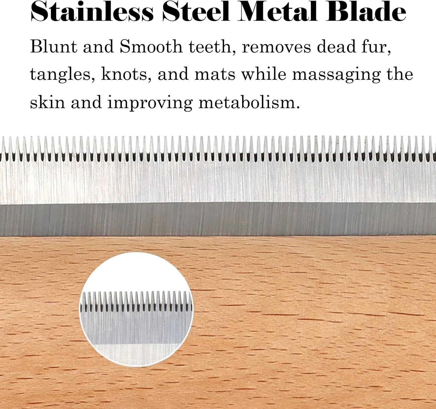 Deshedding Brush, Grooming Tool for Dogs, Cats & Horses, Ergonomic Design Wood Groom Brush, Dog Brush for Short & Long Haired, Horse Deshedding Tool - 5 Inches image number 6