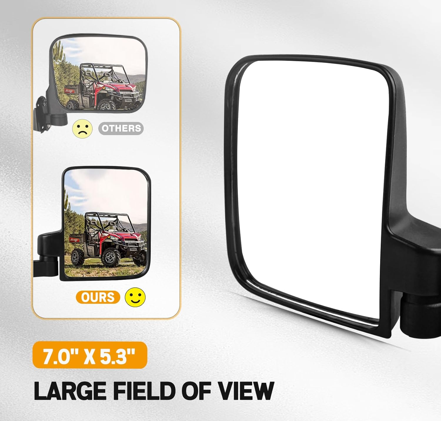 Ranger Side View Mirror Compatible with 2015-2024 Polaris Ranger 500 570 900 Fits Pro-Fit Cab Lock N Ride Factory Cage Frame Ranger Side Mirrors by UNIGT (NOT for round ROLL BARS) image number 1