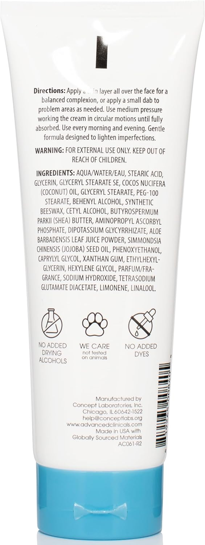 Advanced Clinicals Dark Spot Therapeutic Cream with Vitamin C. Hydroquinone Free. for Age Spots, Blotchy Skin. Face, Hands, Body. Large 8Oz Tube. (8 Oz) image number 1