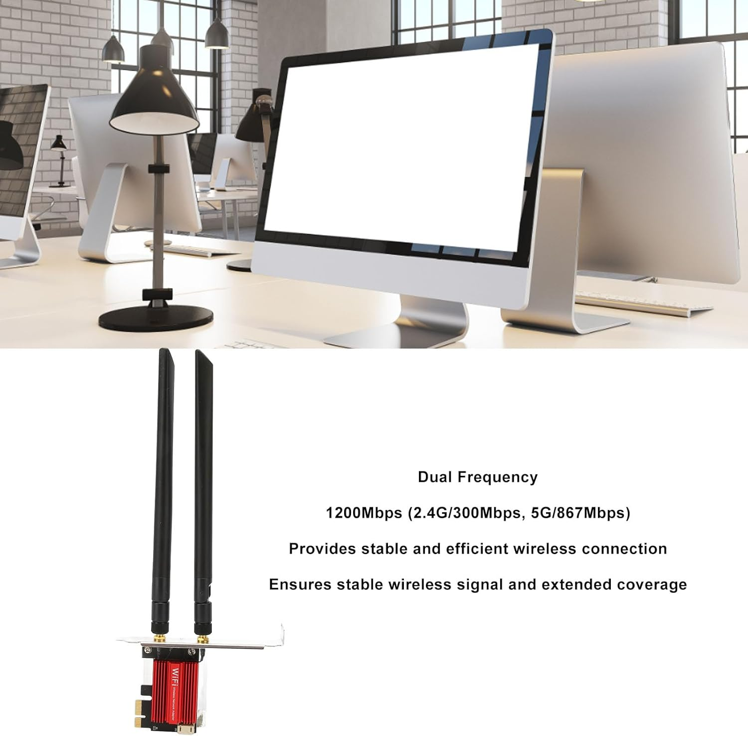7260AC Pro PCIE Wifi Card, Pcie Network Card with 2.4Ghz and 5Ghz Dual Band,1200Mbps, Wifi Adapter for Desktop PC Compatible with Pciex1/X4/X8/X16, for Wins 7/8/10/11 image number 6