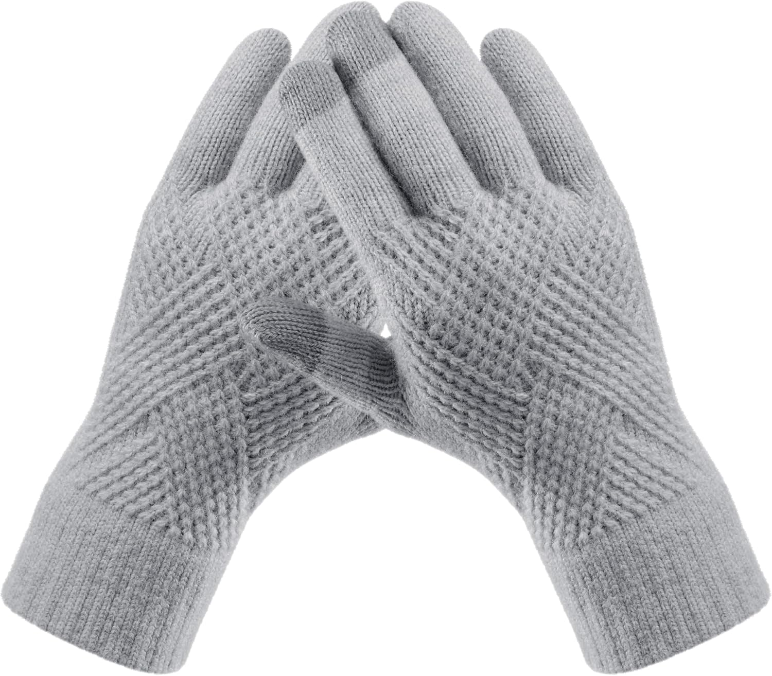Trifabricy Womens Winter Gloves, Warm Fleece Lined Winter Gloves, Touchscreen Gloves, Elastic Cuff Knit Wool Gloves for Women
