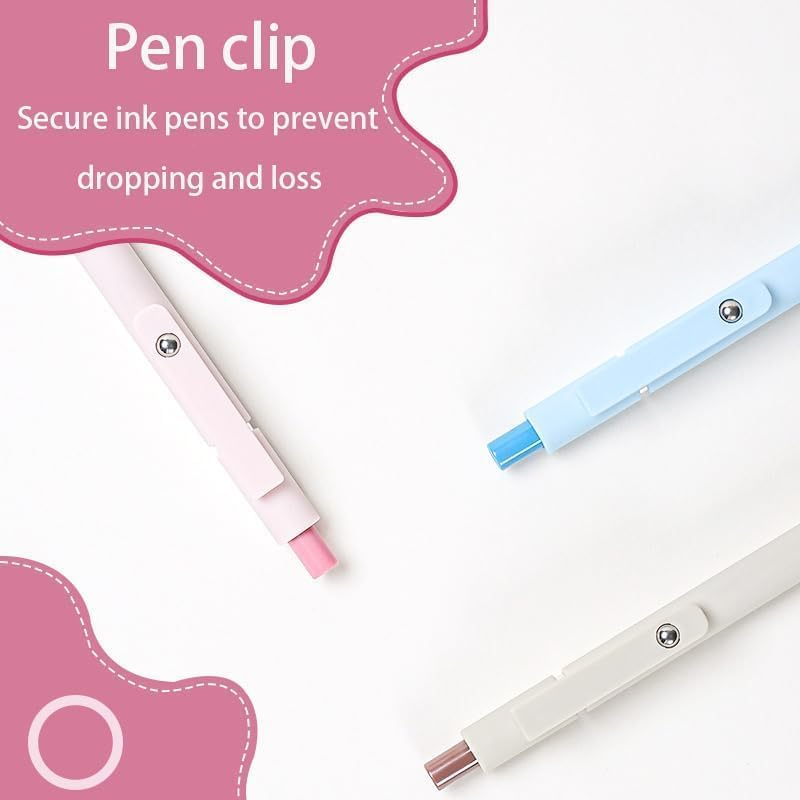 KAPASKI Gel Pens, 5 Pcs 0.5Mm Black Ink Pens Fine Point Smooth Writing Pens with Silicone Grip, High-End Series Metal Clip Retractable Pens for Journaling Note Taking