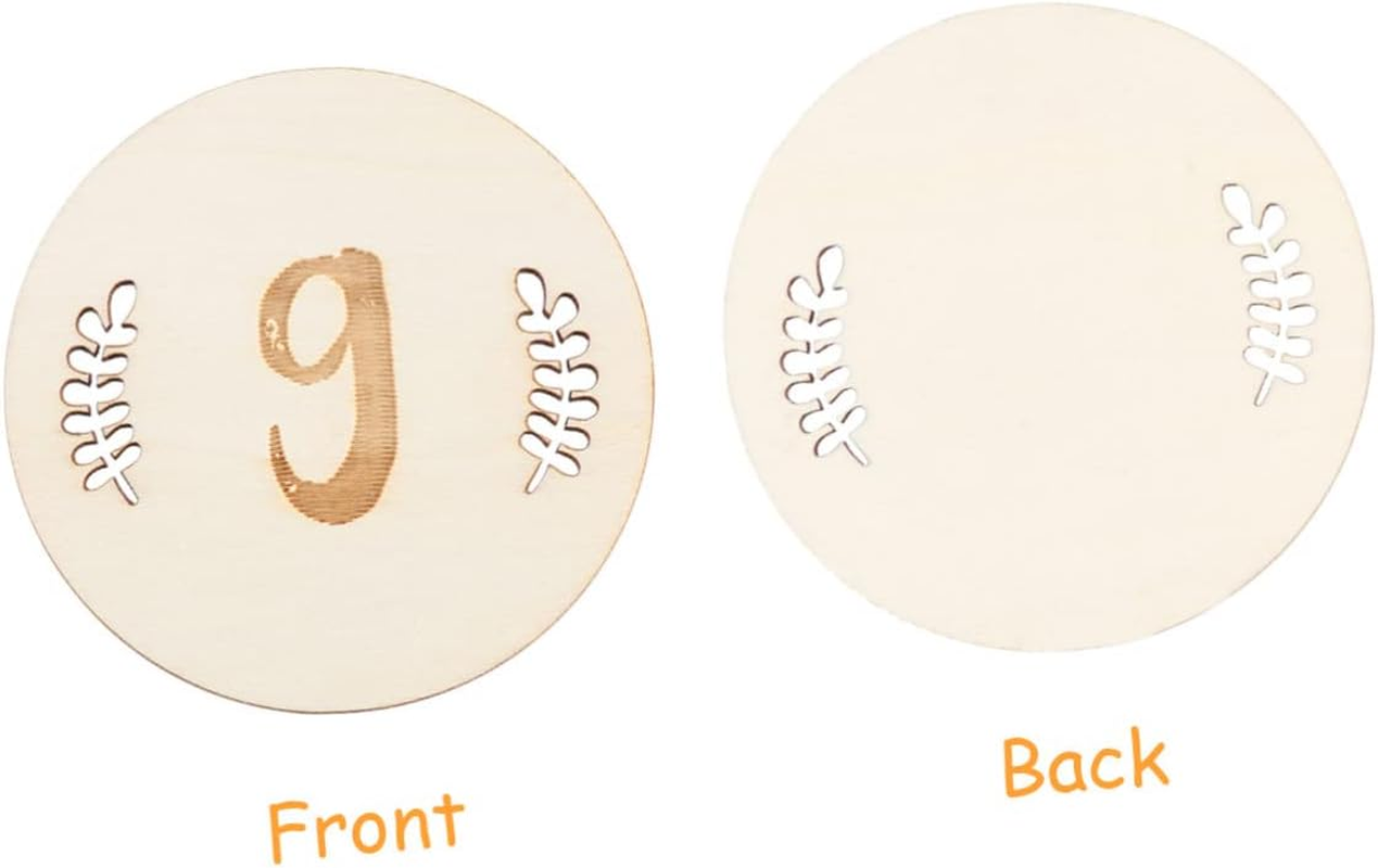 Yardwe 24 Pcs Birth Month Number Cards Wooden Leaves Design Milestone Photography Props for Newborns Monthly Keepsake Shower Gift image number 6