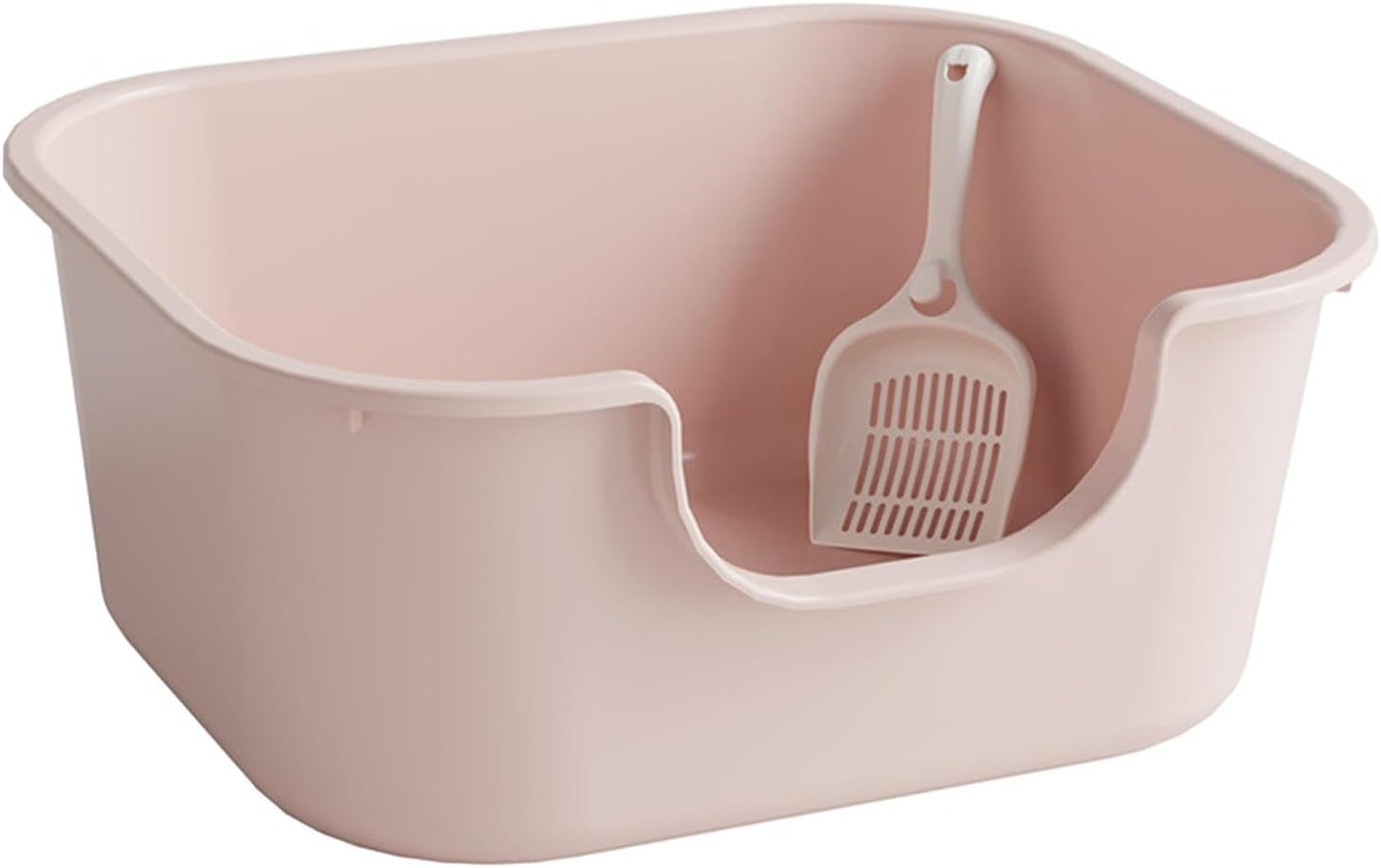 Leefasy Cat Litter Basin Cat Litter Box with High Side Splashproof Kitty Litter Pans Open Top Pet Litter Tray for Small and Large Cats, Pink image number 5