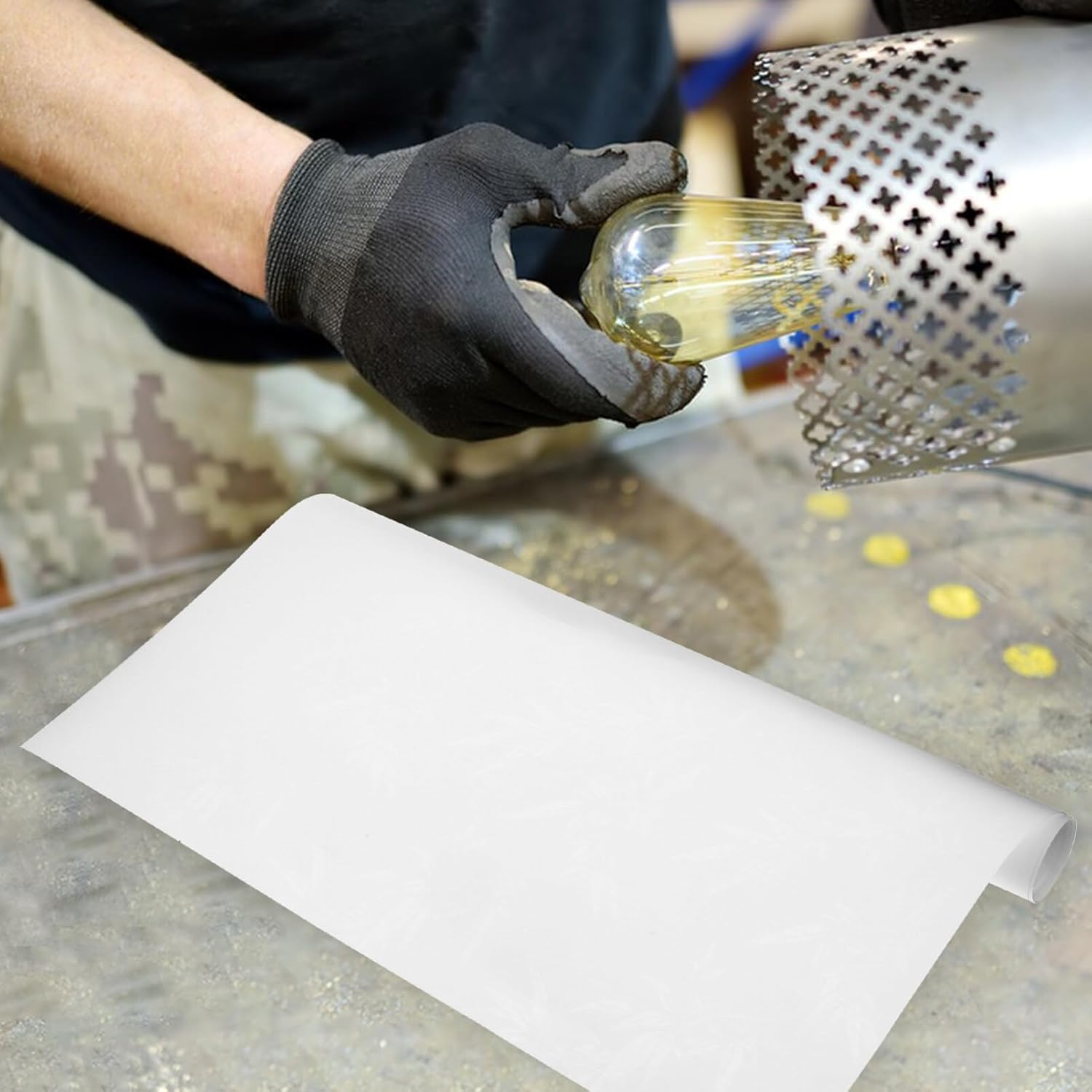 HOLIDYOYO 2Pcs Light Film Sticker Floor Lampshade Materials Light Shade Material Lampshade Making Material Floor Lampshade DIY Material Lamp Film Flexible White PVC image number 1