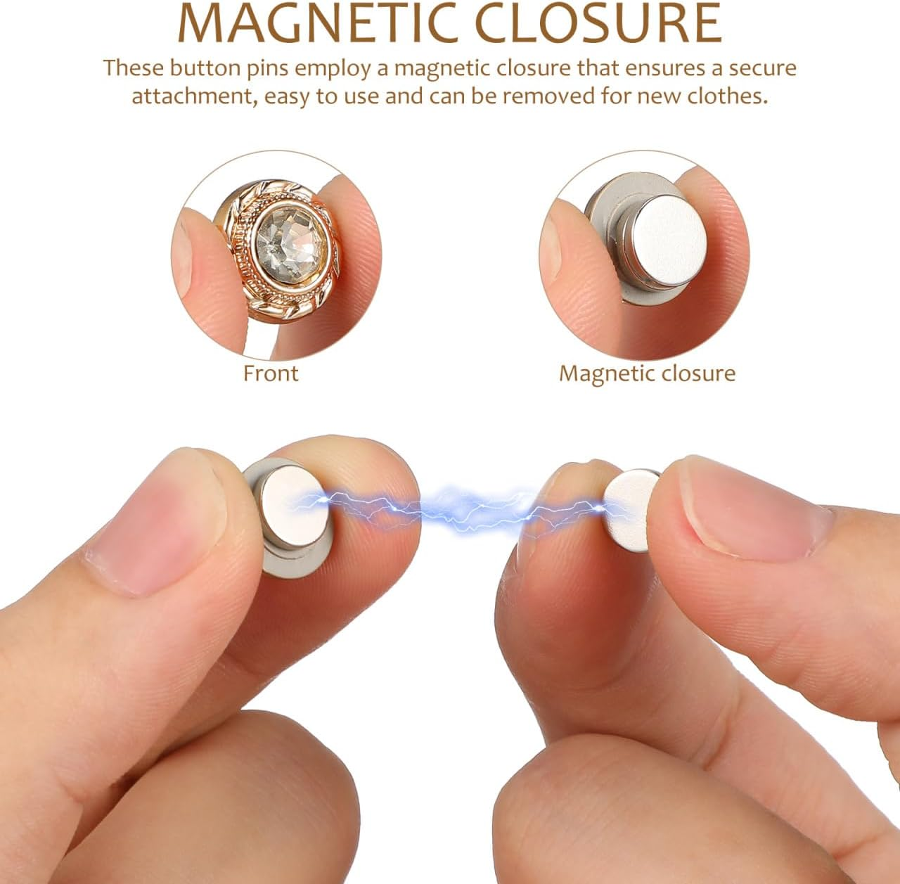 SHINEOFI 8Pcs Magnetic Hijab Pins &ndash; No-Sew Scarf Clips for Hijabs, Veils & Clothes | Stylish, Fabric-Safe & Secure Button Fasteners image number 3