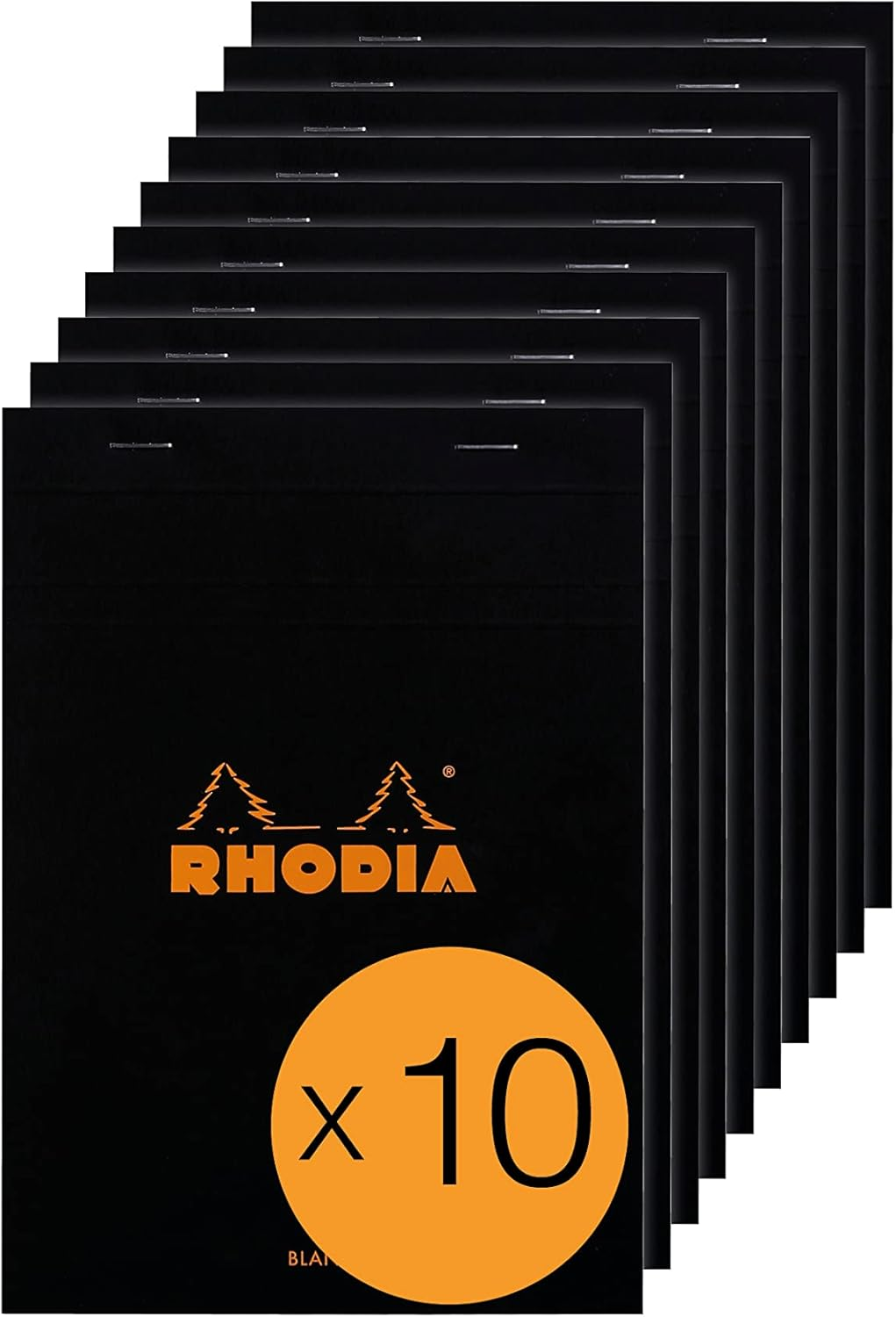 RHODIA 16559C - Stapled Notepad Dot Pad N&deg;16 Black - A5 - Dot Dotted - 80 Detachable Sheets - White Clairefontaine Paper 80 G/M&sup2; - Coated Card Cover - Pack of 10 Pads