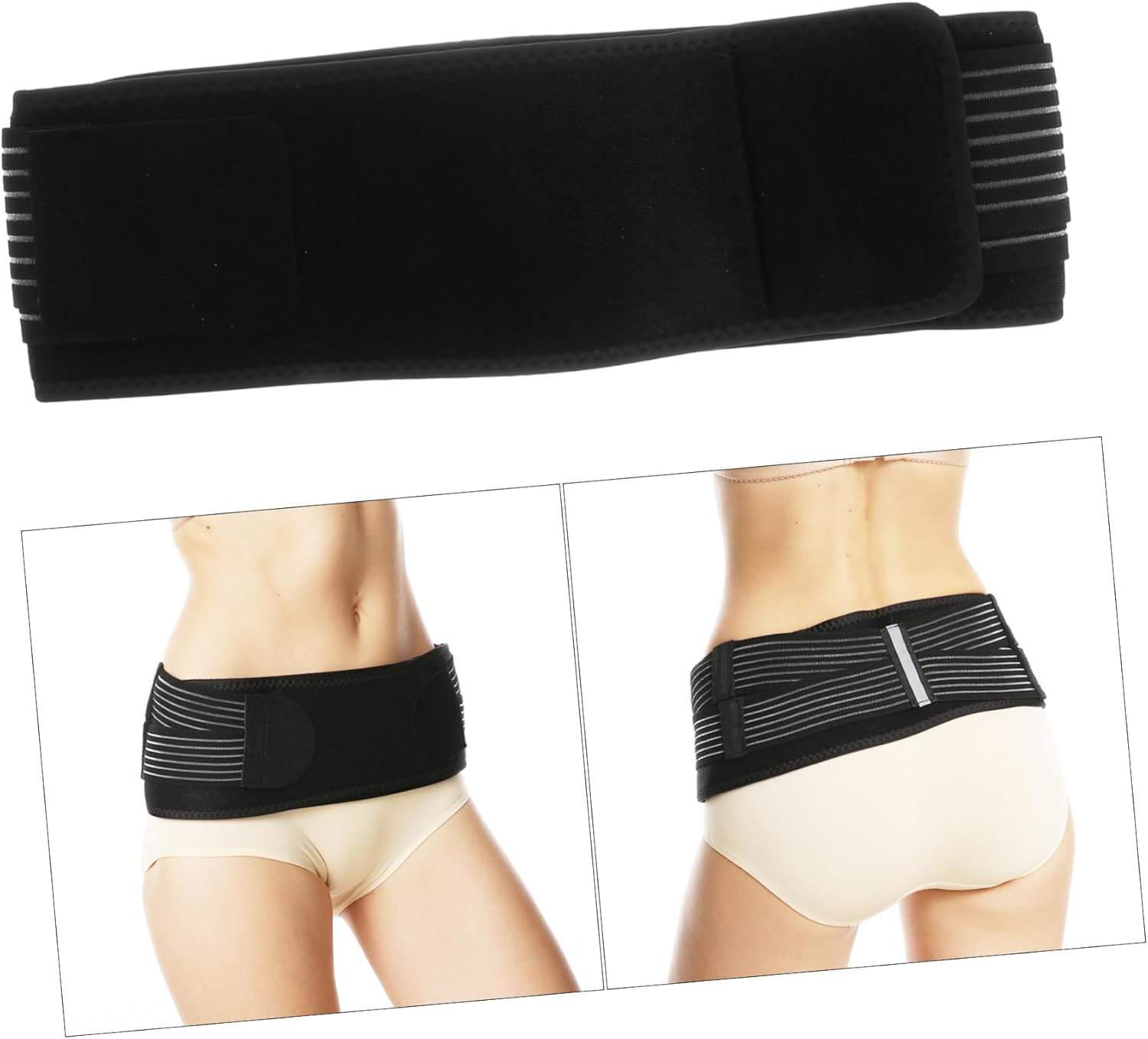 Minkissy Maternity Belly Bands Supports Belly Band Pregnancy Postpartum Dual Straps Black image number 5