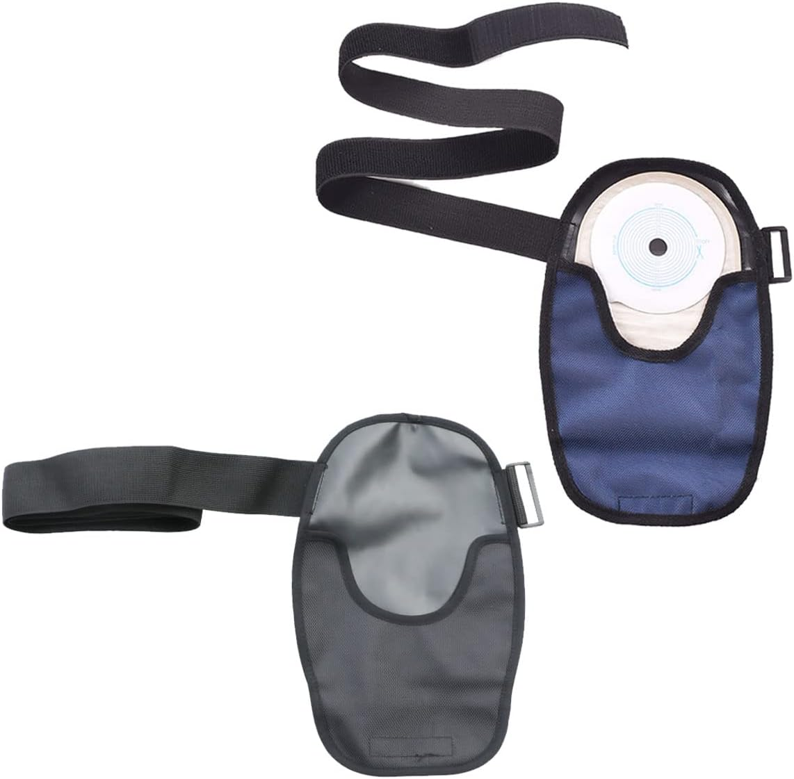 Waterproof Ostomy Bag Covers Adjustable Universal Stoma Pouch Cover Ostomy Supplies for Ileostomy 2PCS (Black+Blue)
