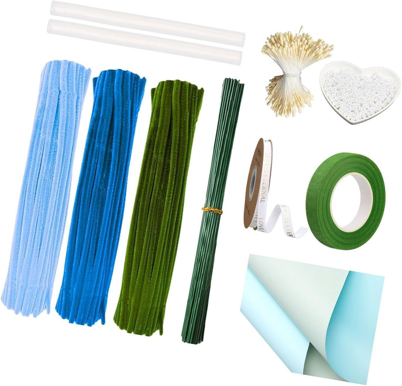 Nishiyuenyi Chenille Pipe Cleaners, Chenille Crafts, Creative Handmade Decorations, Pipe Cleaners for Crafts, Blue