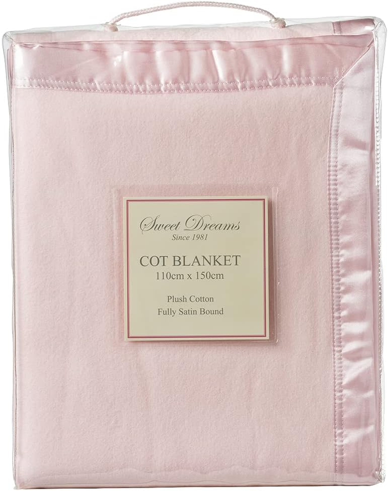 Sweet Dreams Cot Cotton Fleece Blanket, Pink