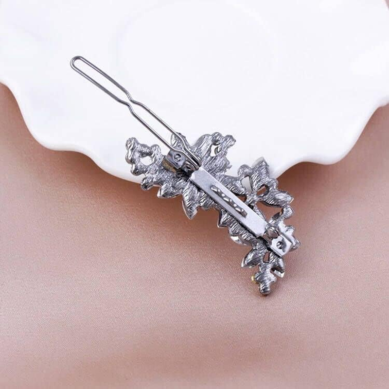 Crystal Flower Bridal Hair Clips(2 Packs)Rhinestone Wedding Hair Clips for Brides image number 3