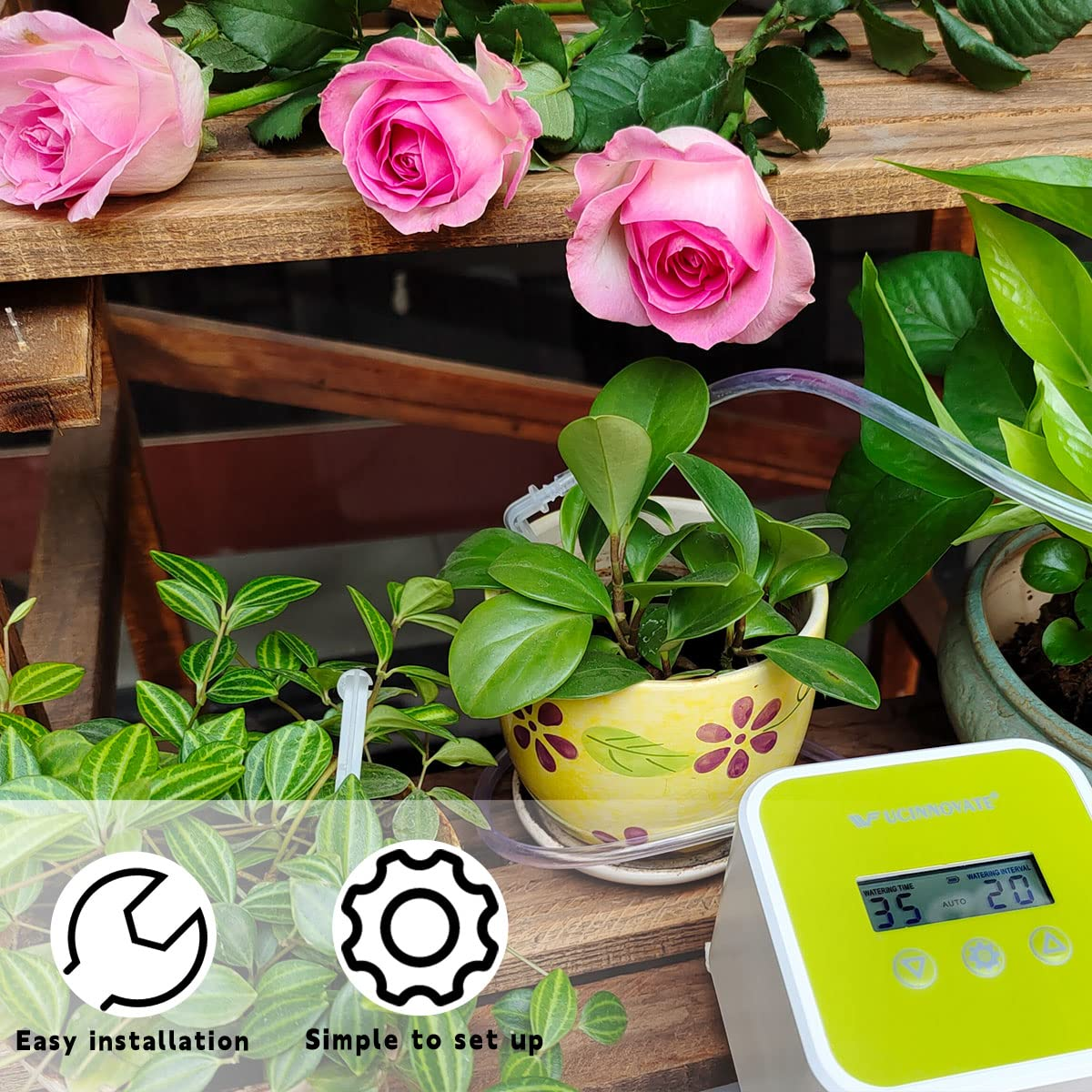 UCINNOVATE Drip Irrigation Tubing Kit, Including 5M 1/4 INCH Tubing, Irrigation Drippers, Tube Connectors, Fitler for Automatic Self Watering Equipment System