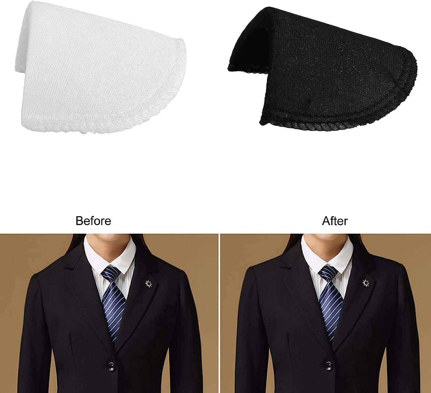 Foam Shoulder Pads Sewing Shoulder Pads, 1 Pair Shoulders Pads Sewing,Bra Strap Pads Pairs Sponge Shoulder Pad Sewing Jacket Blazer Shoulder Pad Shoulder Foam Pads Shoulder Enhancer Shoulder Pads - Blackwhite image number 5