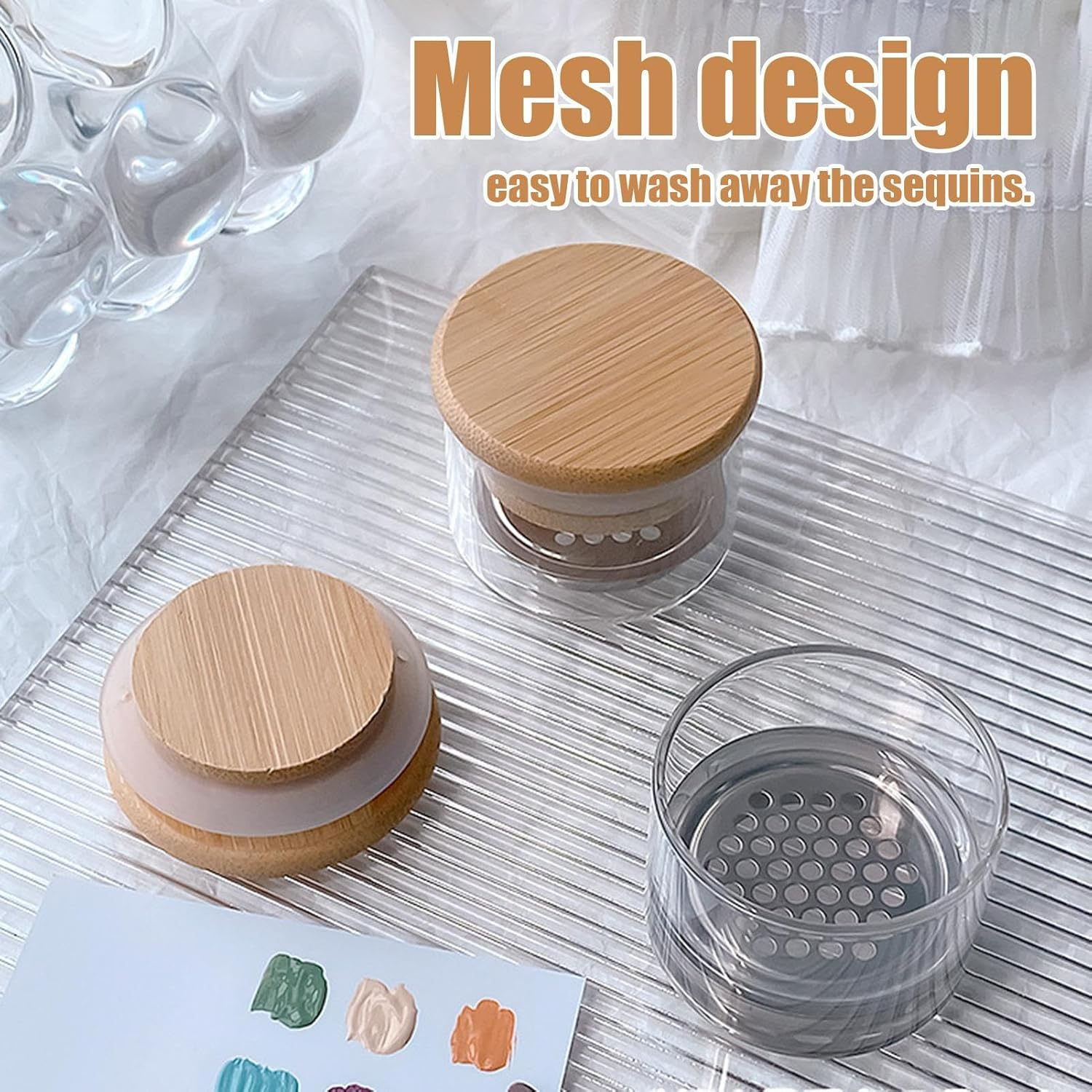 Storage Cup and Filter - Nail Arts Brush Cleaner Cup, Portable Nail Brush Cleaning Tool for Nail Salon, Nail Glass Cup with Lid, Storage Cup and Filter image number 6