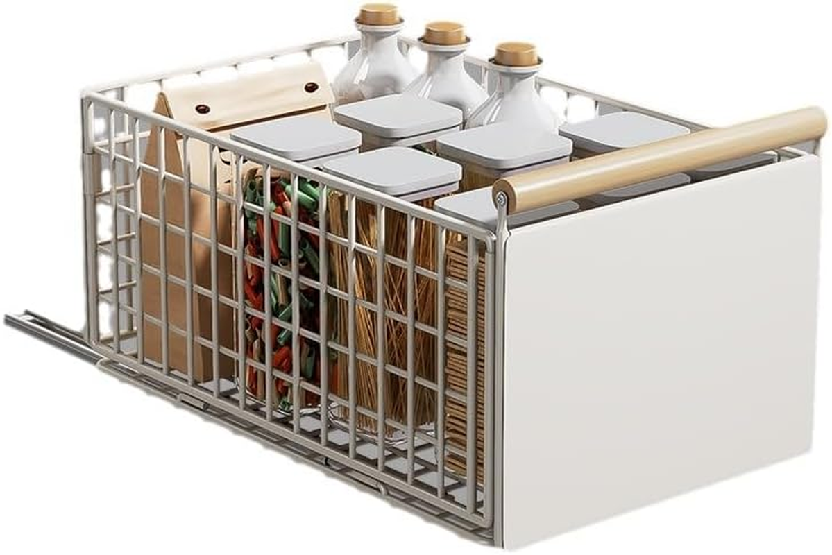 Pull Out Drawers for Cabinets, Large Pull Out Cabinet Organizer for Kitchen Storage & Organisation, Foldable Slide Out Drawer Storage for Kitchen, Pantry, Shelves (White -1Pcs) image number 5